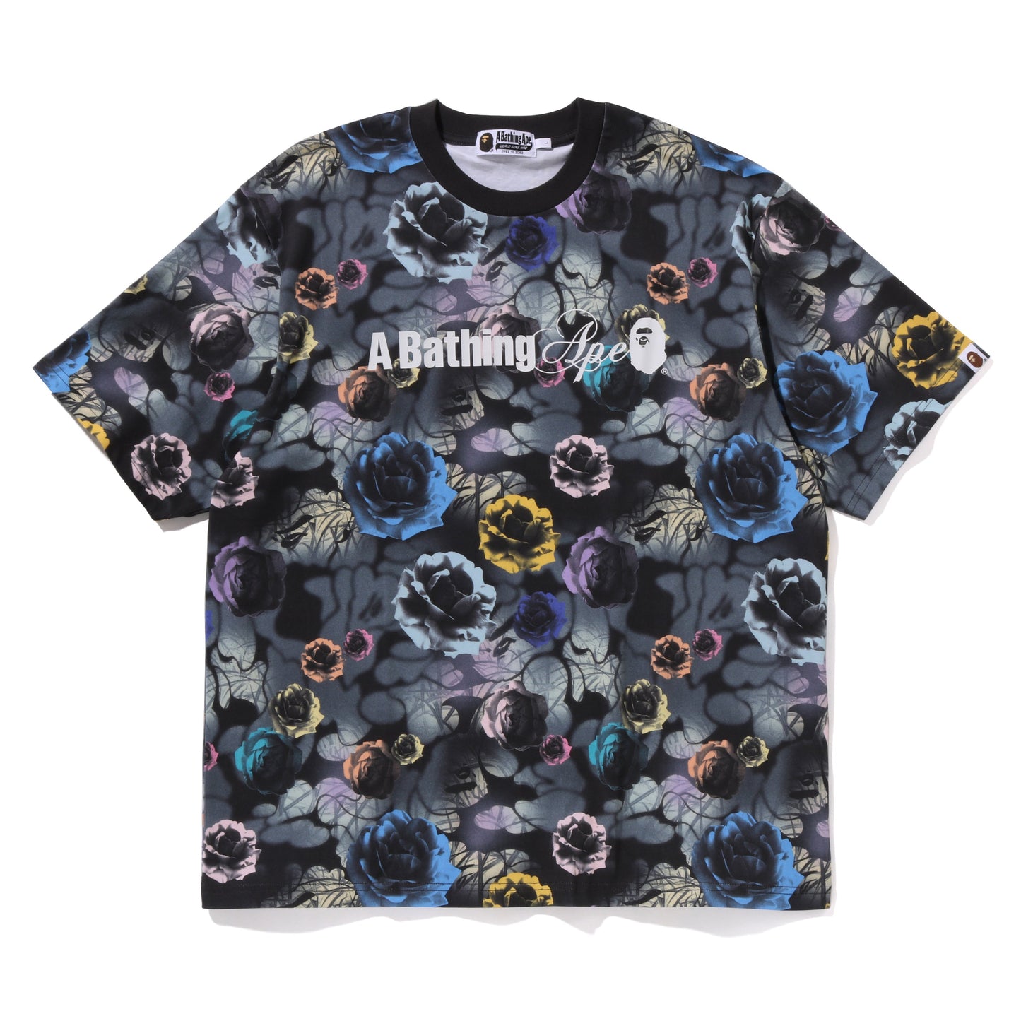 Herren T-Shirt mit Blumen- und Camouflage-Logo und entspannter Passform