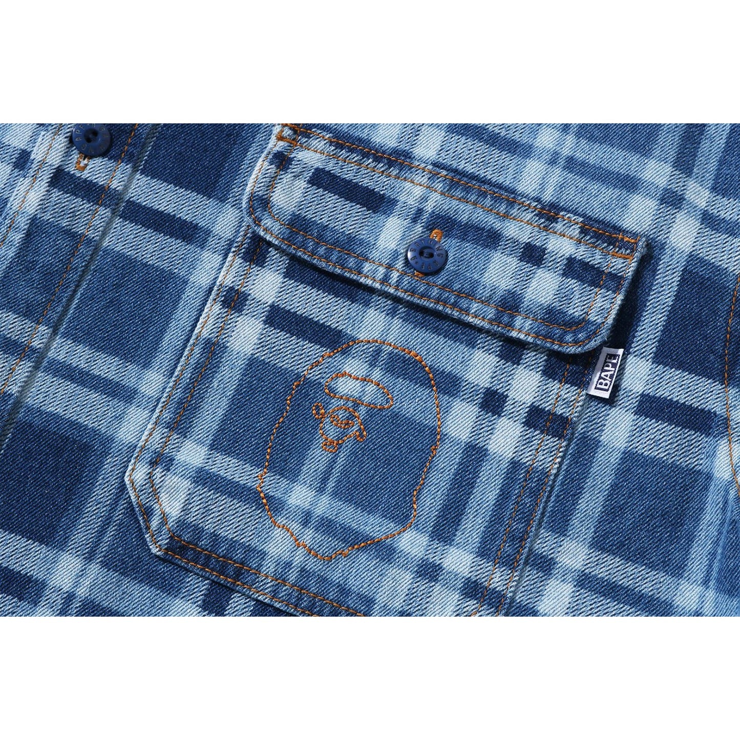 BAPE CHECK DENIM HEMD HERREN