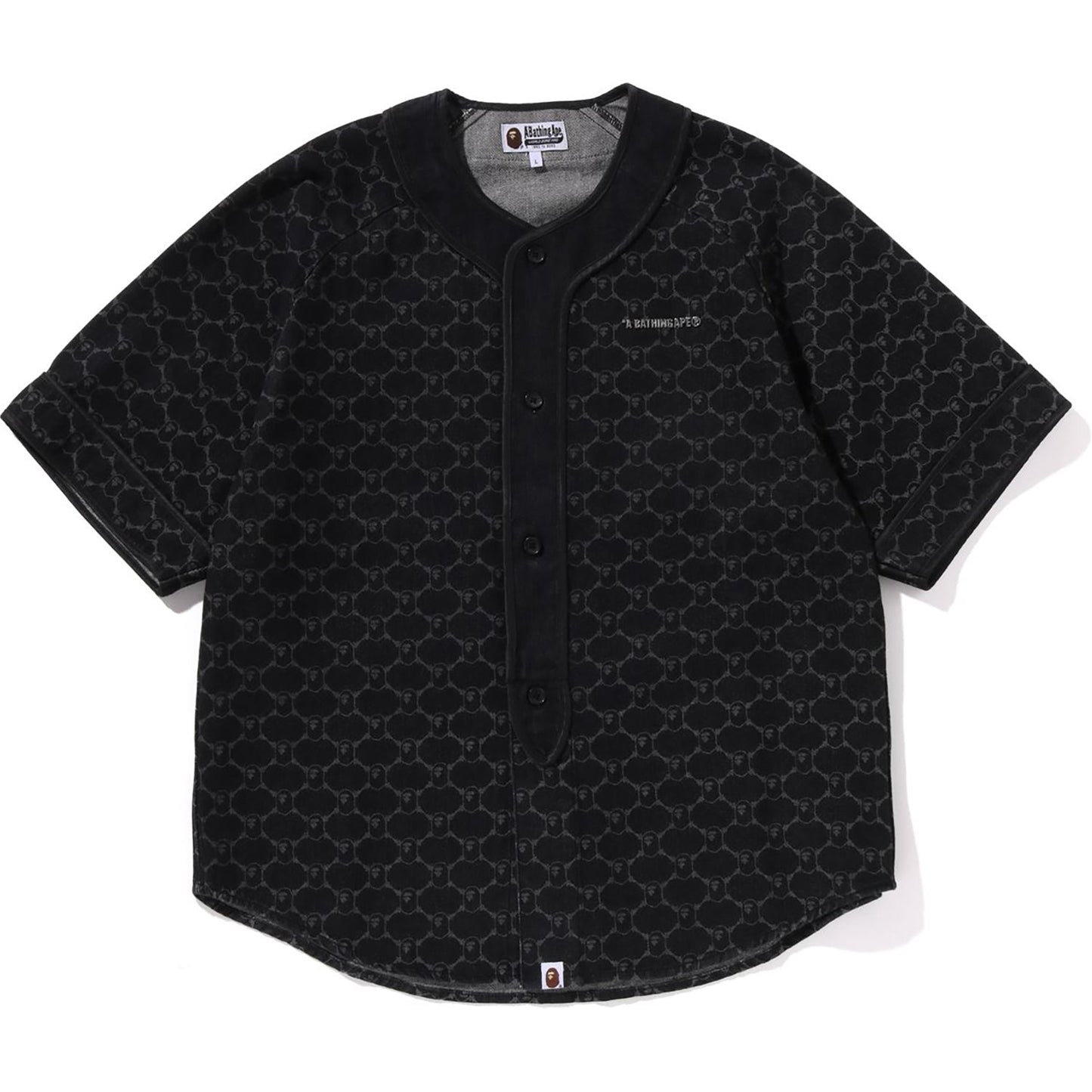 CHEMISE DE BASEBALL À MANCHES COURTES EN JEAN MONOGRAMME COLLÈGE POUR HOMME