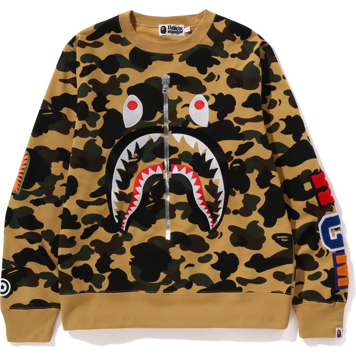 BAPE MENS 1ST CAMO SHARK CREWNECK SWEATSHIRT