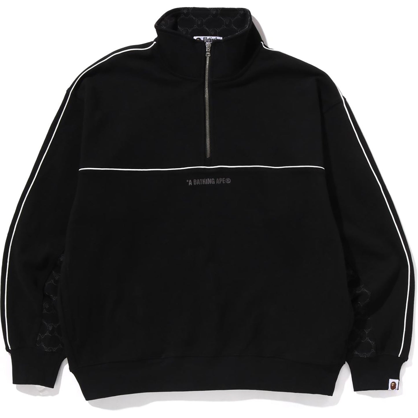 Sweat-shirt décontracté à col rond et demi-zip avec logo monogramme universitaire pour homme