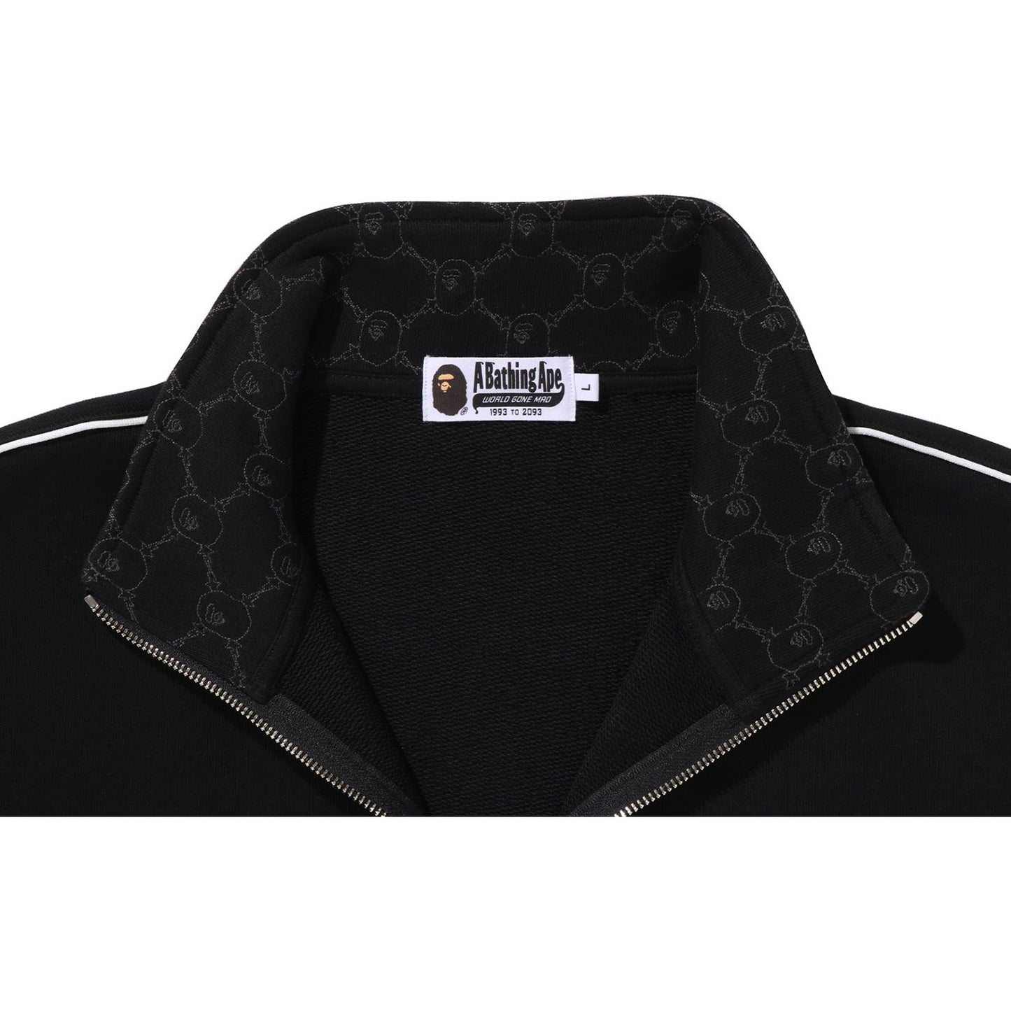 Sweat-shirt décontracté à col rond et demi-zip avec logo monogramme universitaire pour homme