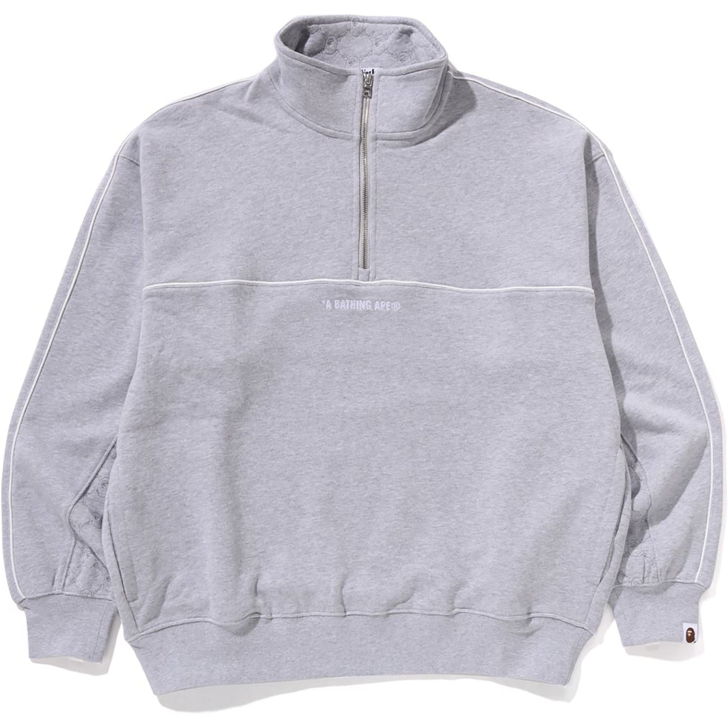 Sweat-shirt décontracté à col rond et demi-zip avec logo monogramme universitaire pour homme