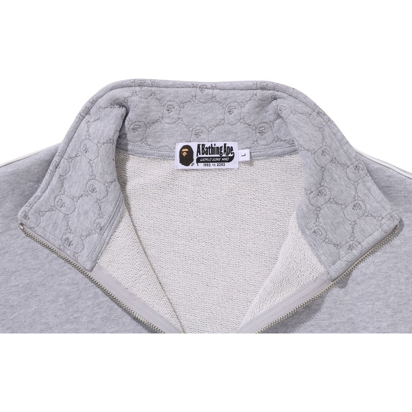 Sweat-shirt décontracté à col rond et demi-zip avec logo monogramme universitaire pour homme