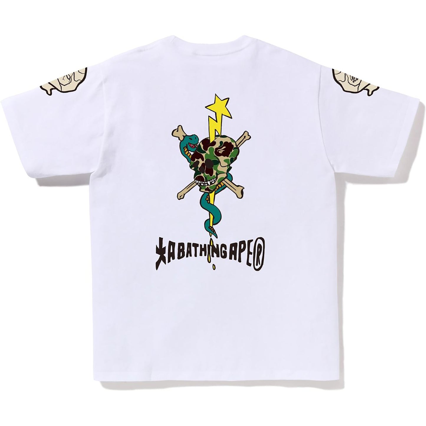 BAPE HERREN-SOUVENIR-TOTENKOPF-LOGO-T-SHIRT