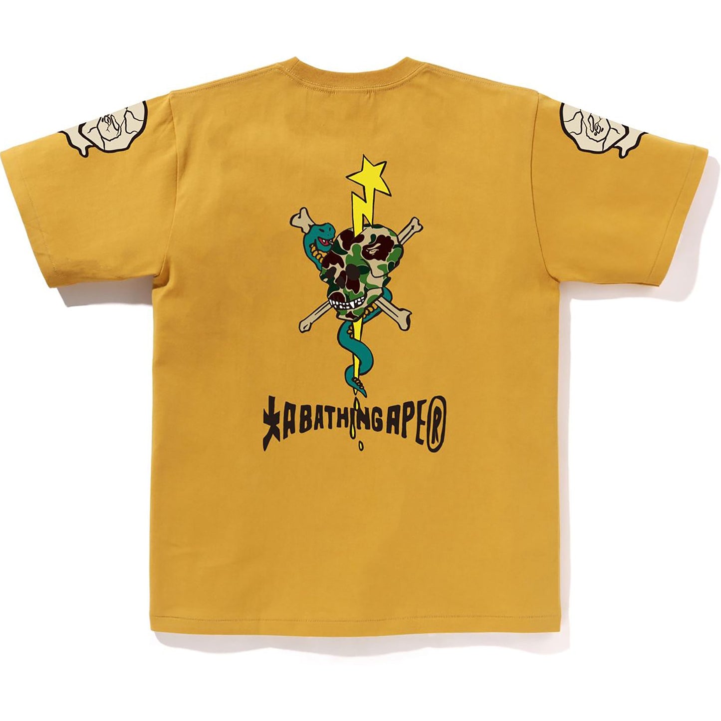 BAPE HERREN-SOUVENIR-TOTENKOPF-LOGO-T-SHIRT