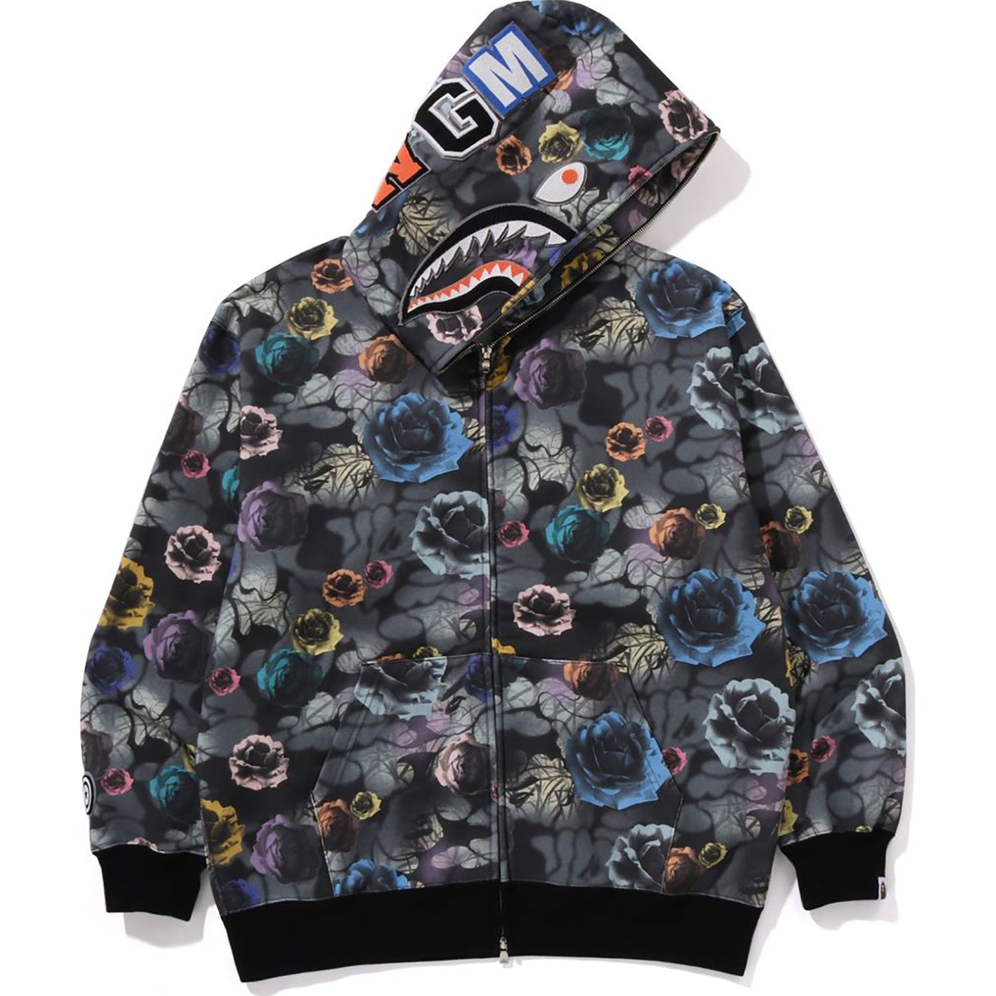 Sweat à capuche zippé intégral motif camouflage floral et requin, coupe décontractée, pour homme