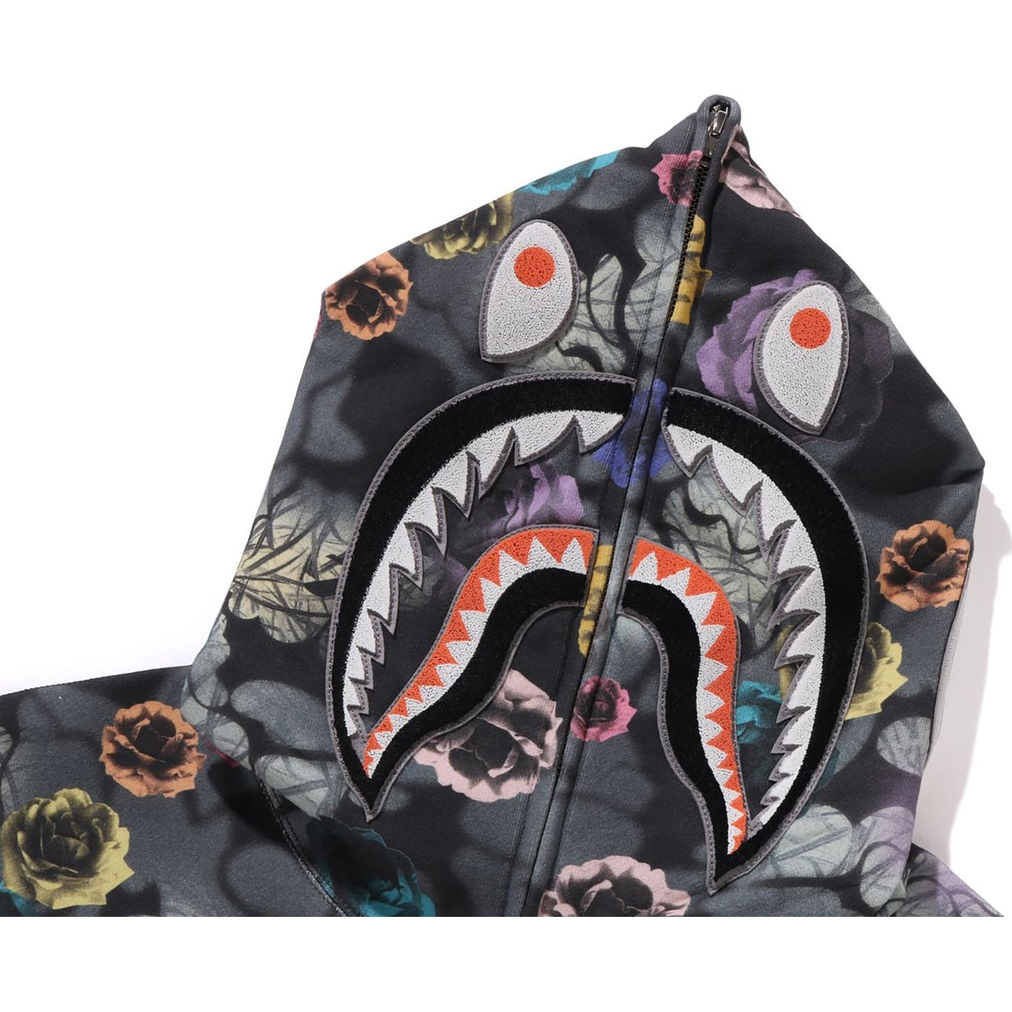 Sweat à capuche zippé intégral motif camouflage floral et requin, coupe décontractée, pour homme