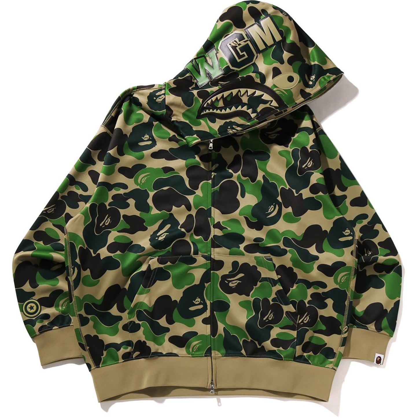 Sweat à capuche zippé intégral en polyester ABC CAMO pour homme, coupe décontractée, motif requin