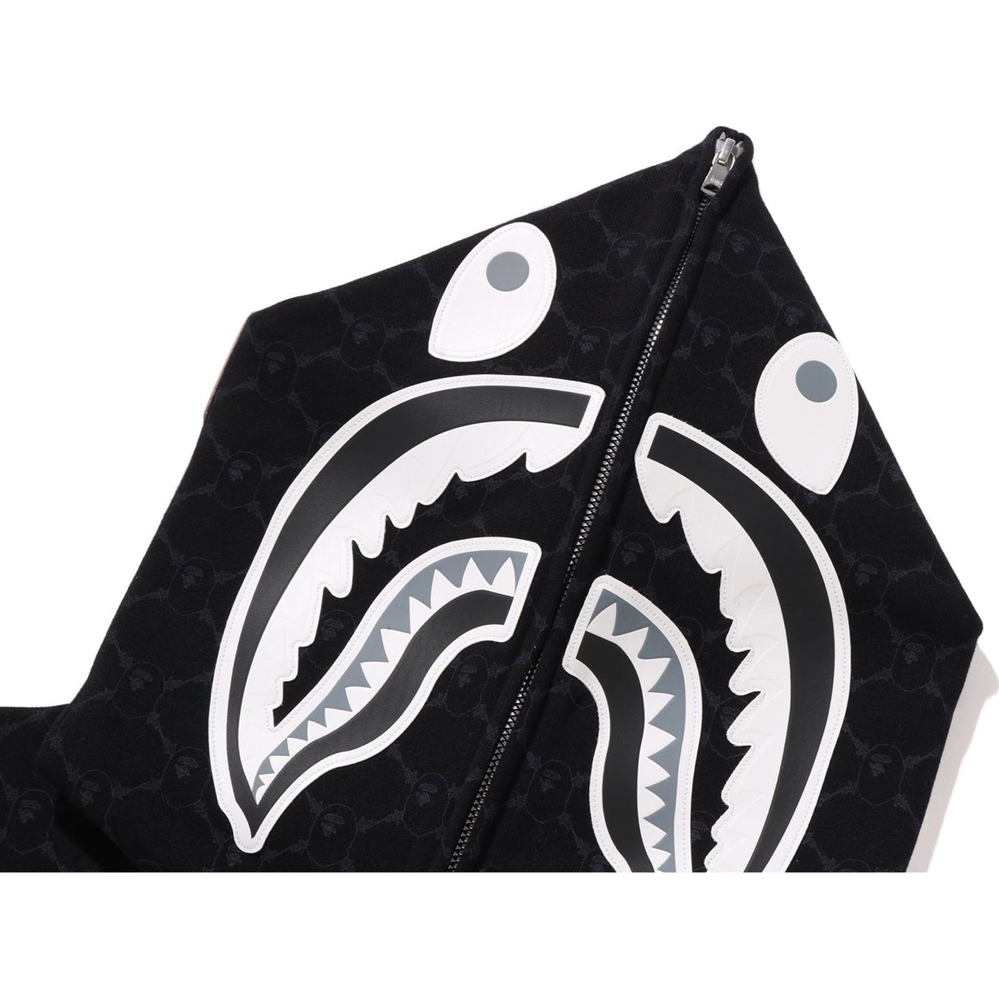 Sweat à capuche zippé intégral avec motif requin et monogramme universitaire, coupe décontractée, pour homme