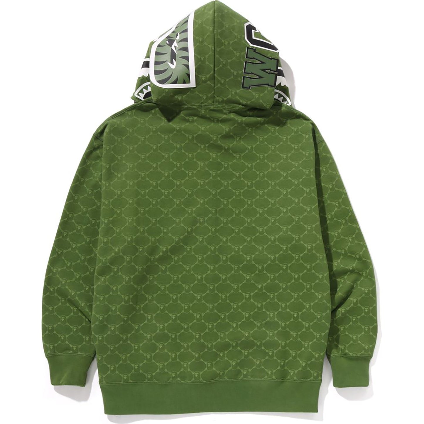 Sweat à capuche zippé intégral avec motif requin et monogramme universitaire, coupe décontractée, pour homme
