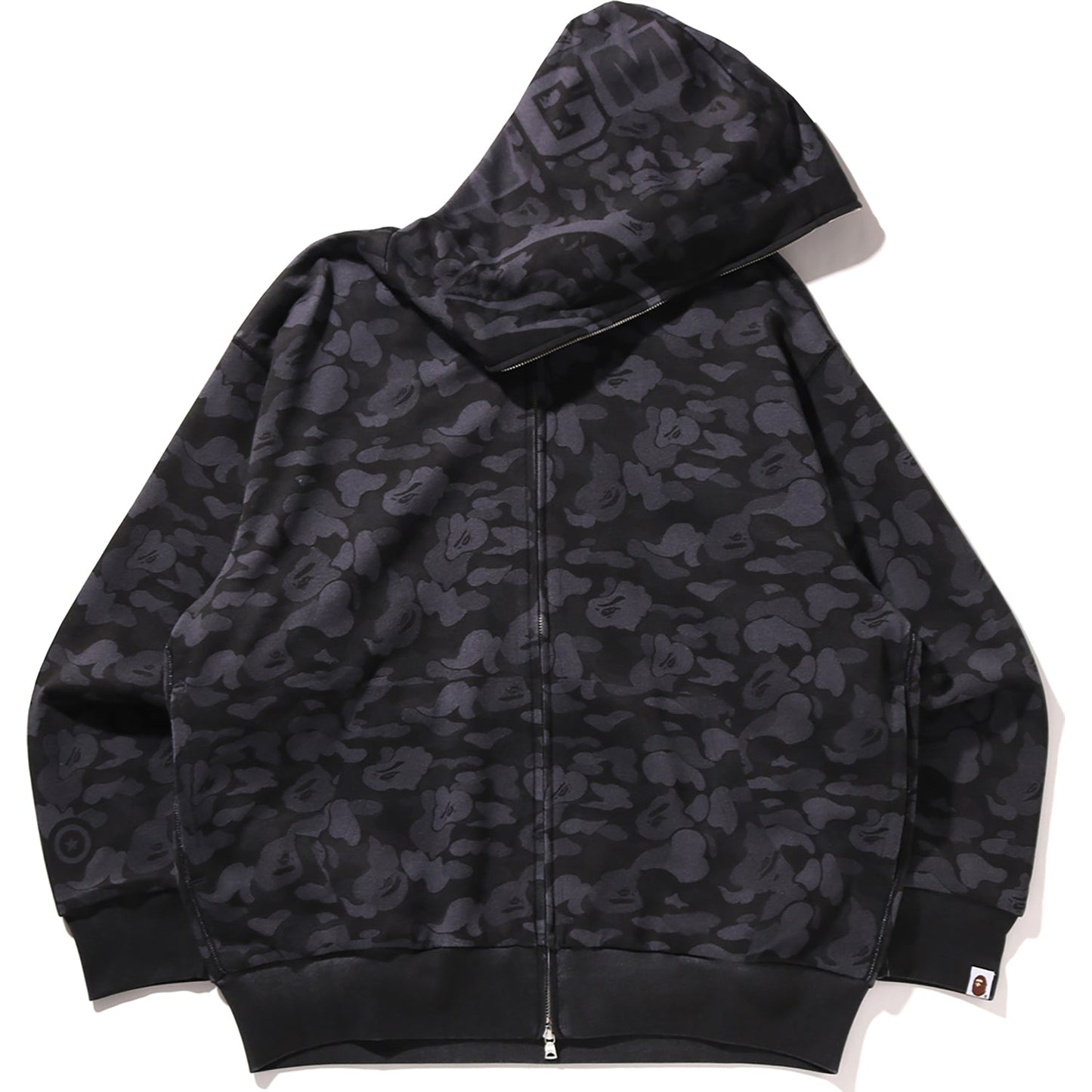 Sweat à capuche zippé intégral avec imprimé camouflage et requin, coupe décontractée, pour homme