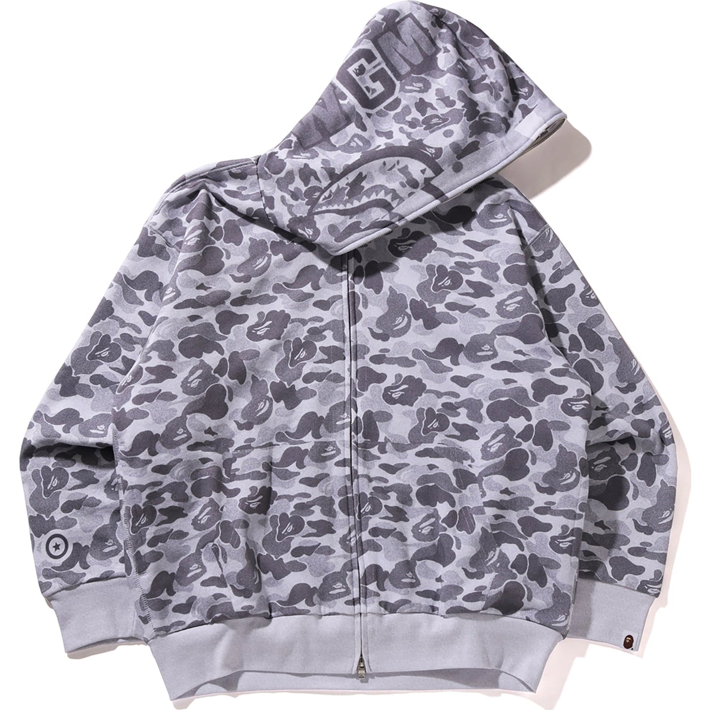 Sweat à capuche zippé intégral avec imprimé camouflage et requin, coupe décontractée, pour homme