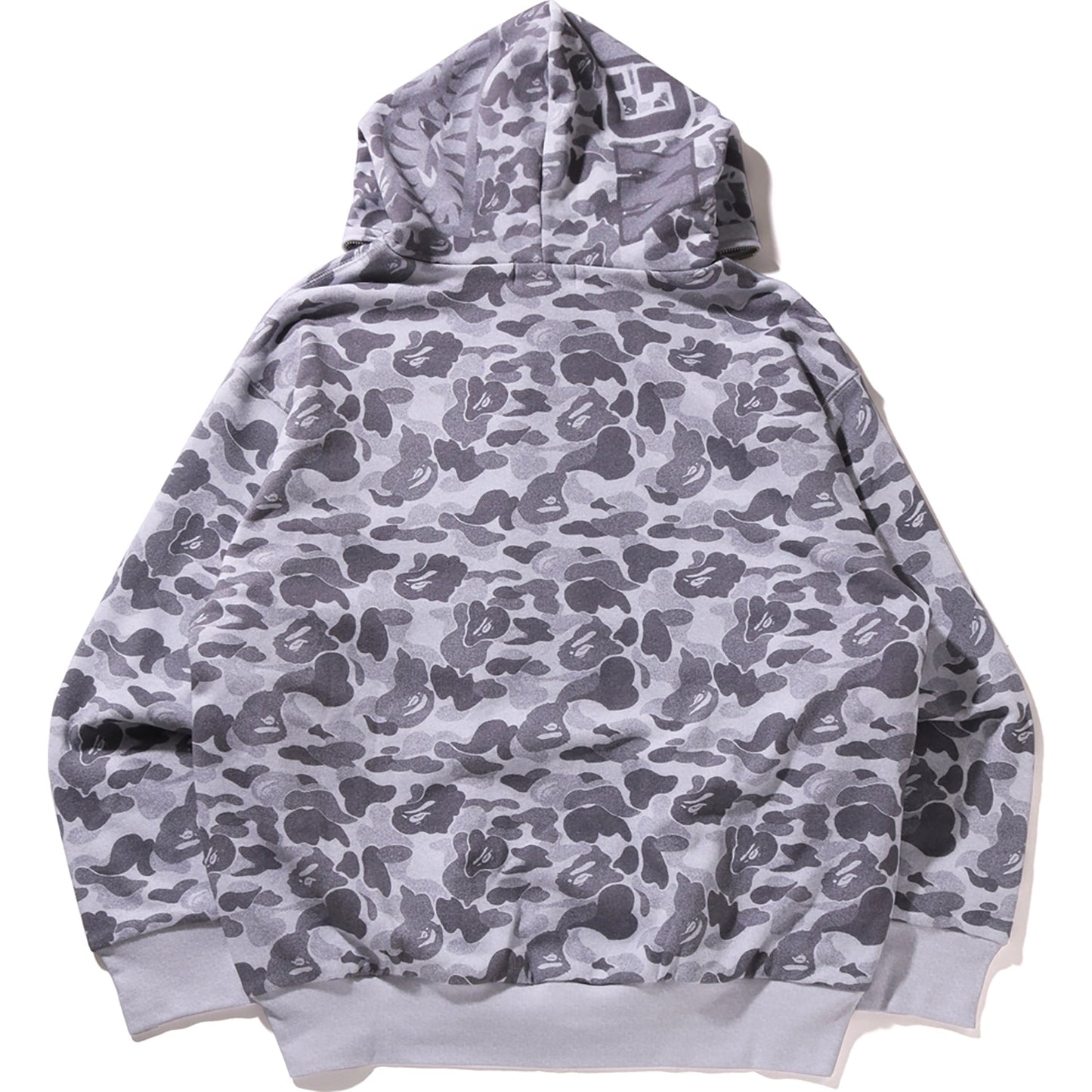 Sweat à capuche zippé intégral avec imprimé camouflage et requin, coupe décontractée, pour homme