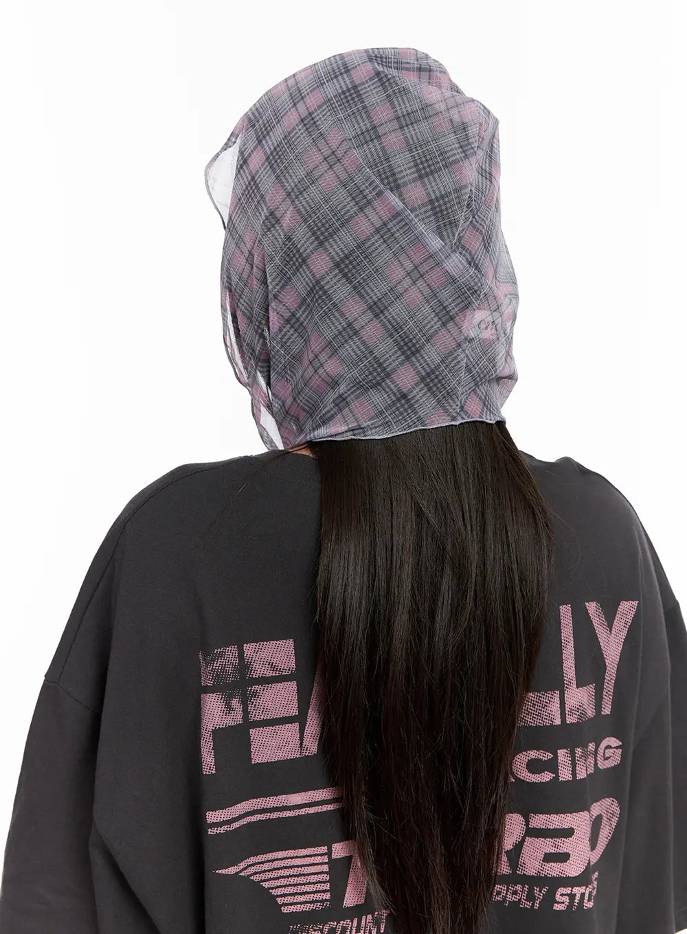 Sheer Plaid Head Scarf CL522
