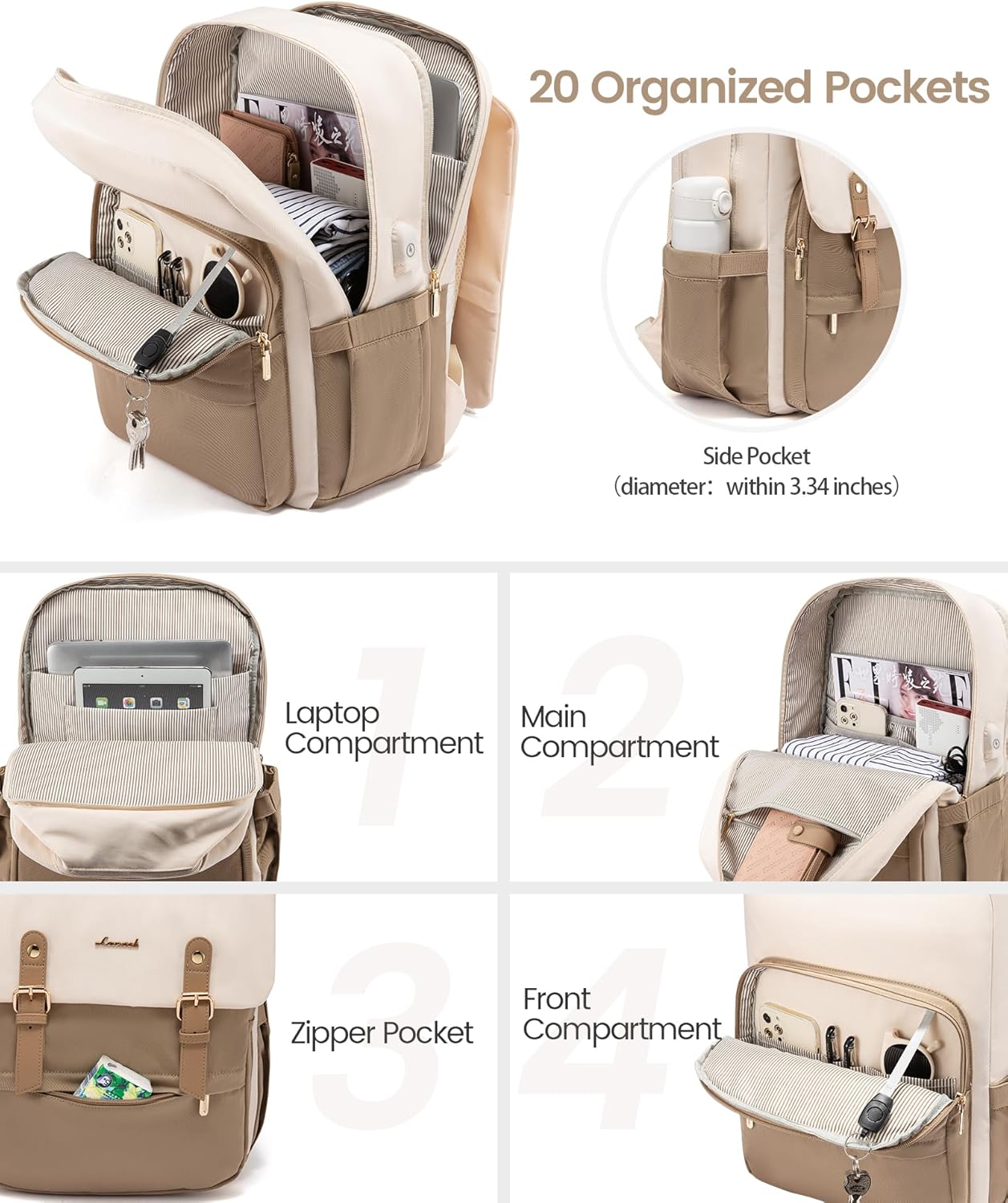 Sac à dos de voyage pour ordinateur portable, 15,6 17