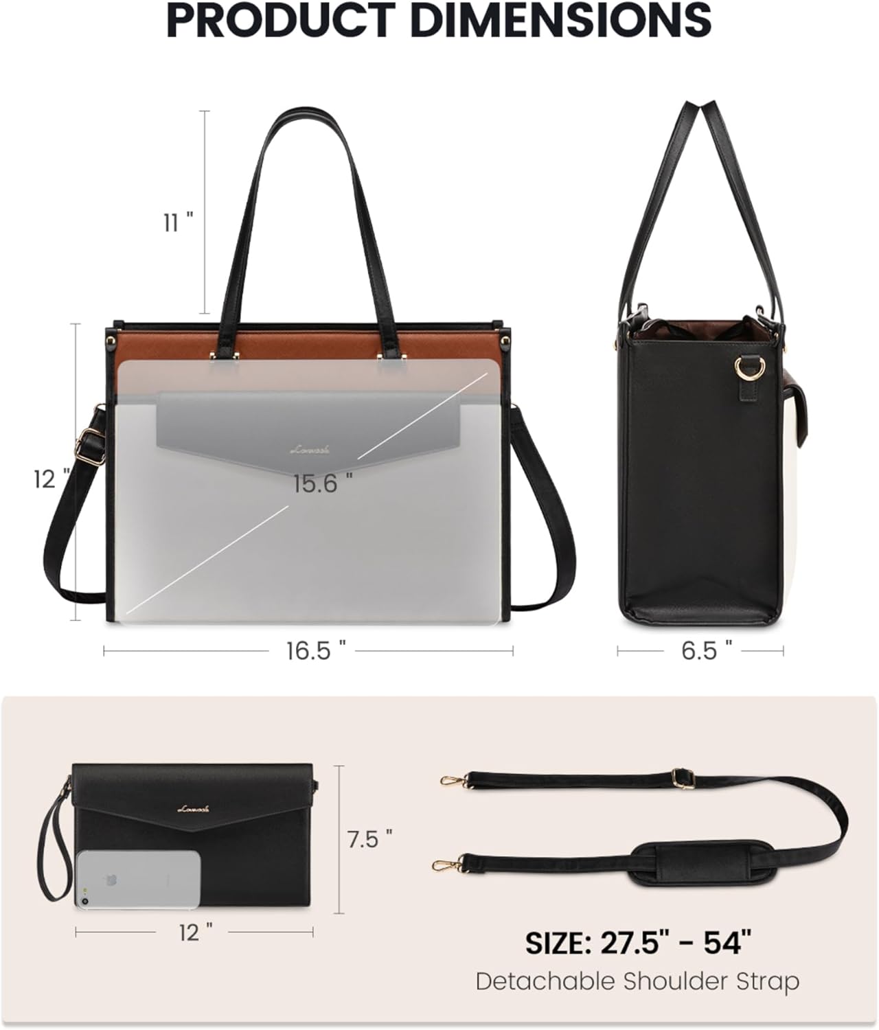 Sac fourre-tout 2 en 1 pour ordinateur portable, 15,6" et 17,3"
