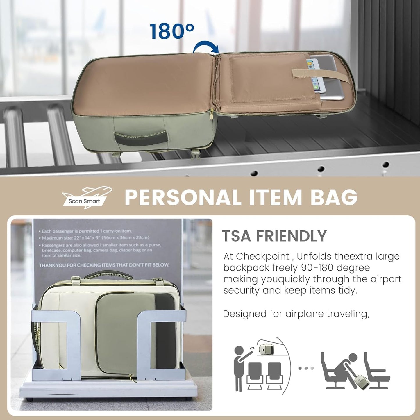Sac à dos de voyage 4 pièces, 40 L et 50 L