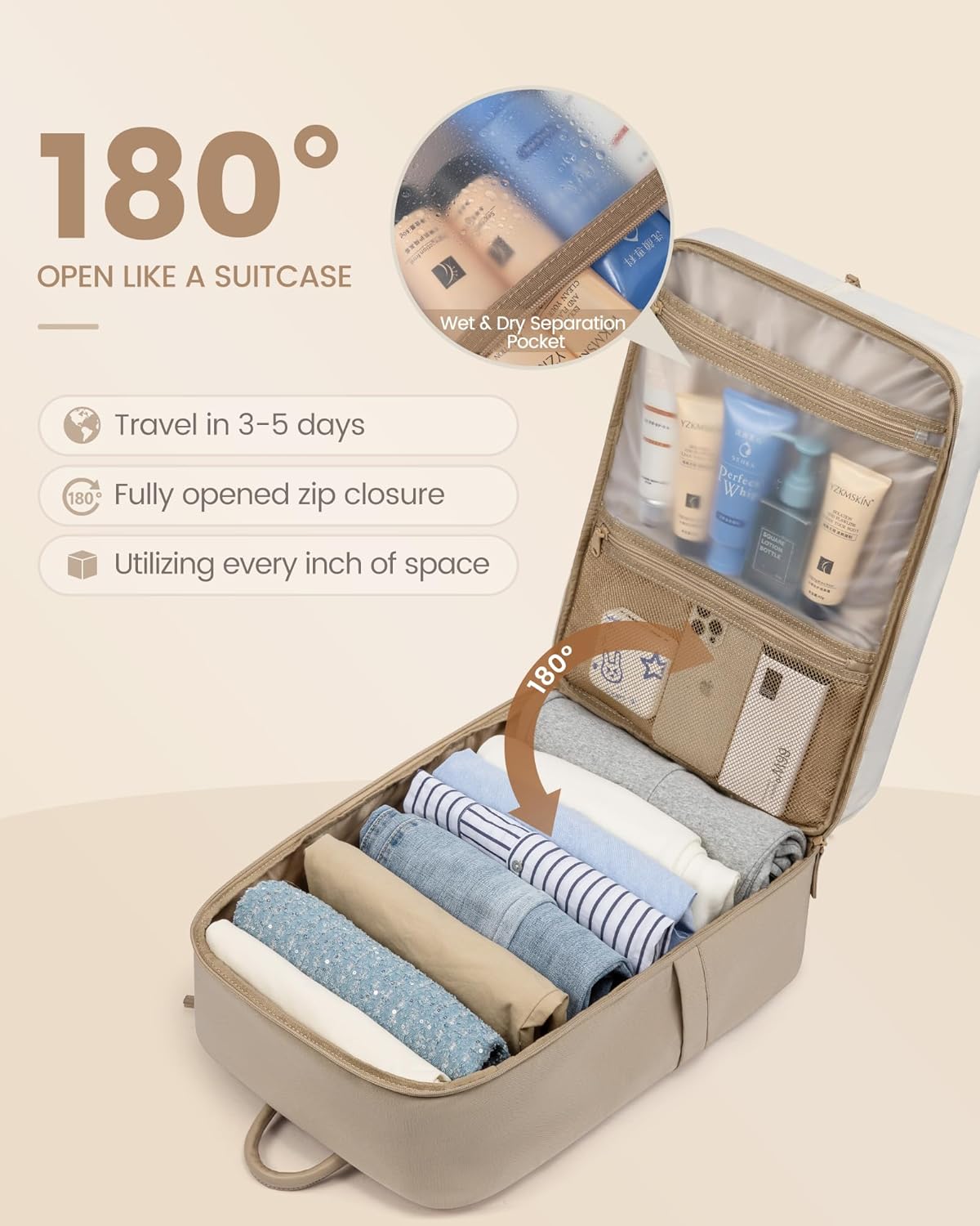 Sac à dos de voyage polyvalent et élégant, 45 L