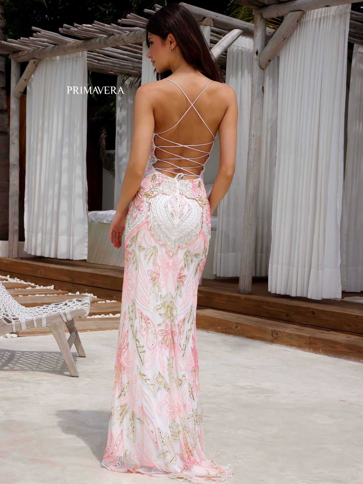 4156 - Primavera - Robe longue perlée