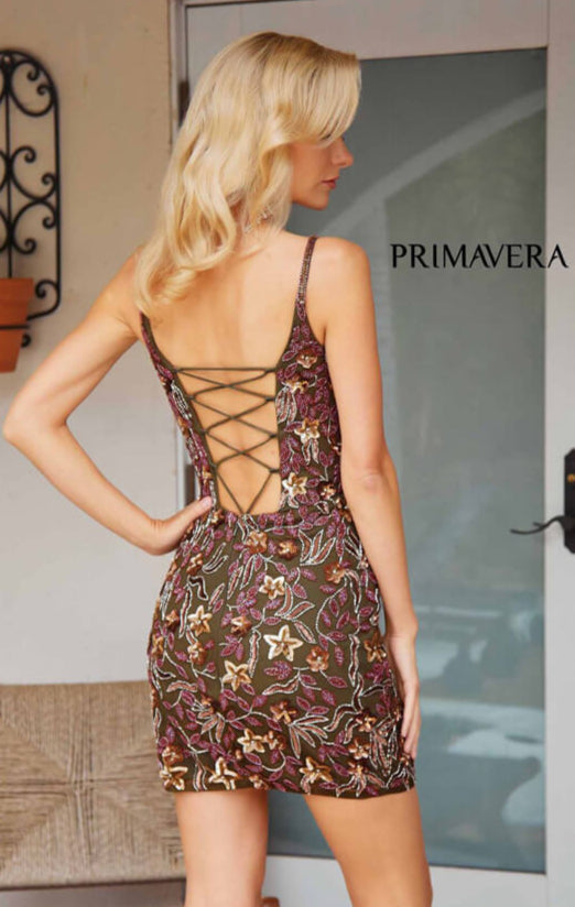 4209 - Primavera - Floral Beaded Short Dress