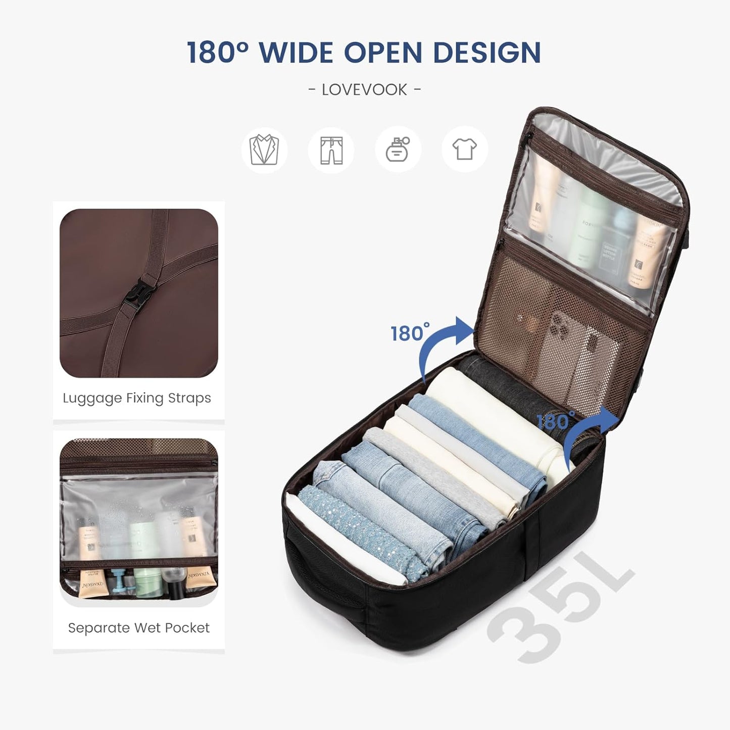 Sac à dos de voyage pour ordinateur portable, 35 L 45 L