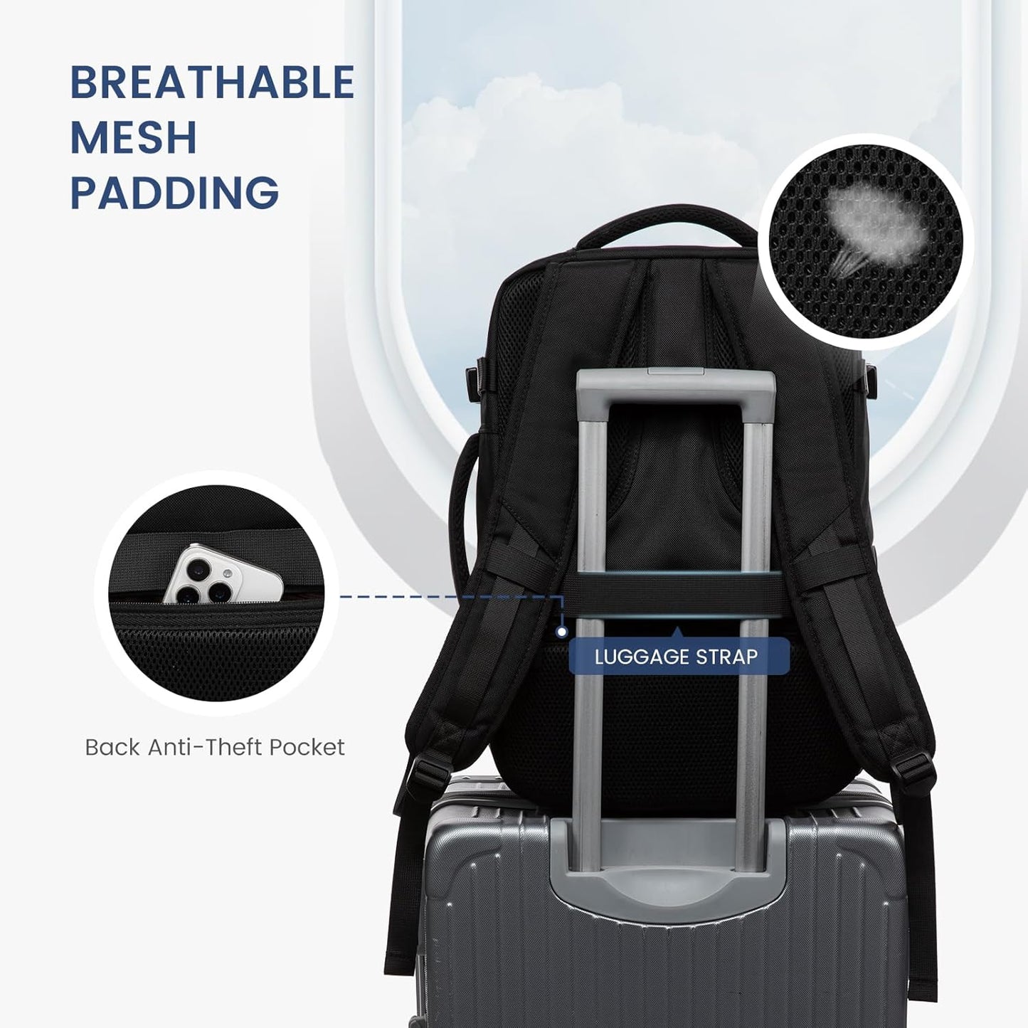Sac à dos de voyage pour ordinateur portable, 35 L 45 L