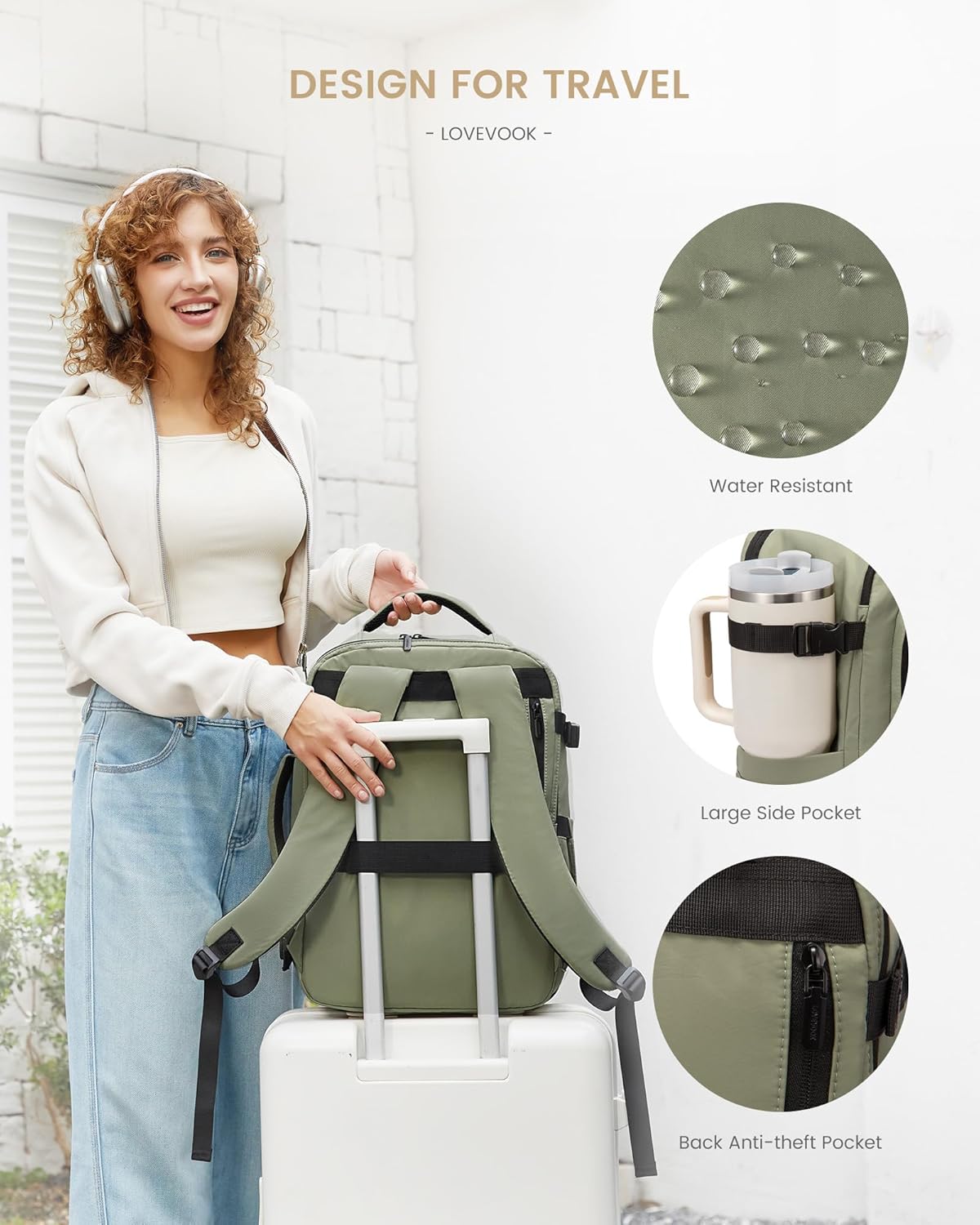 Sac à dos de voyage 4 pièces, 30-50 L