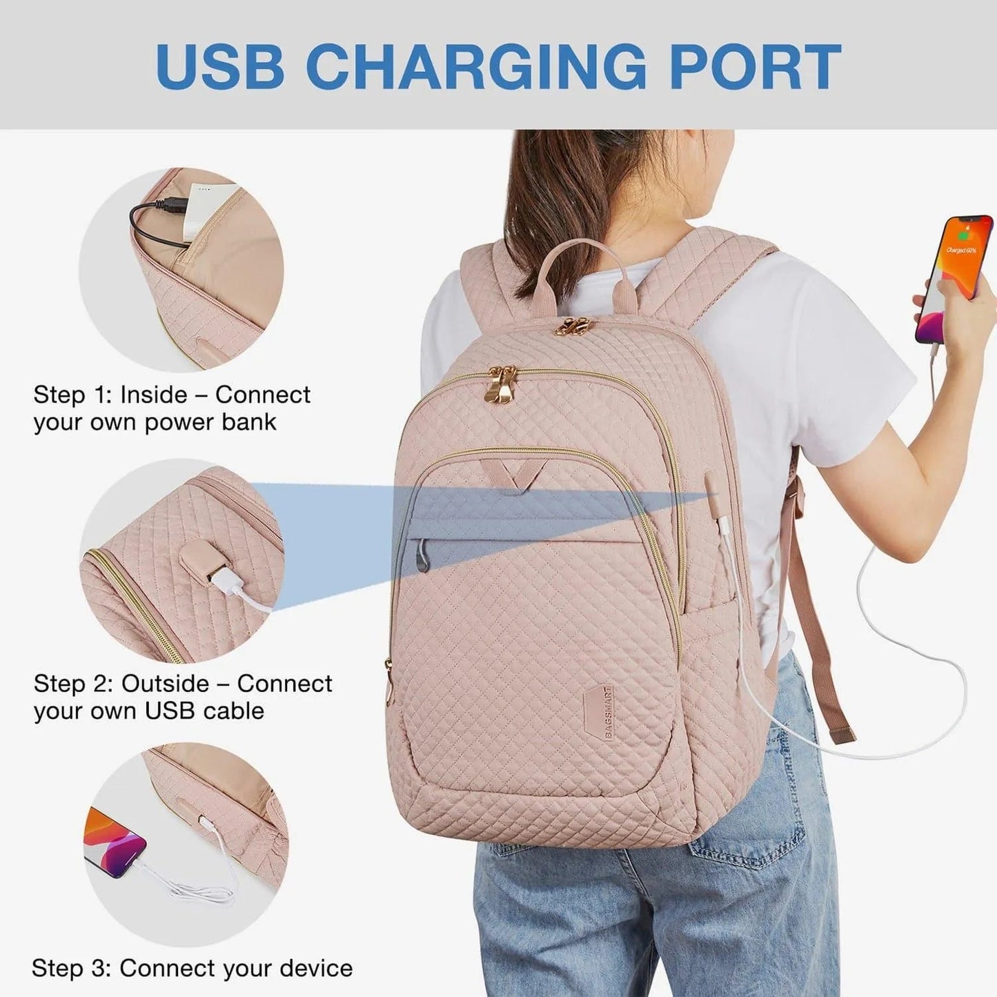 Sacs à dos pour ordinateur portable 15,6 pouces Bonchemin