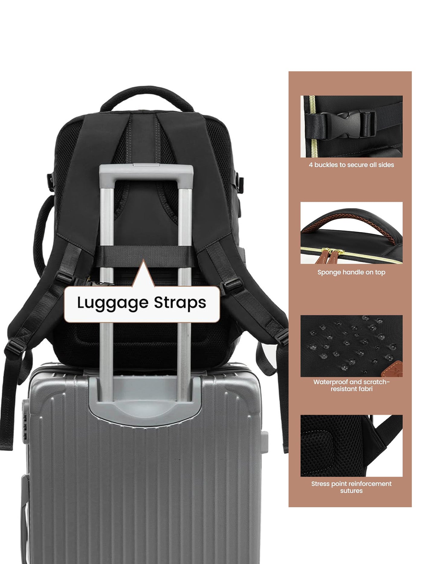 Sac à dos de voyage 4 pièces, 40 L/50 L