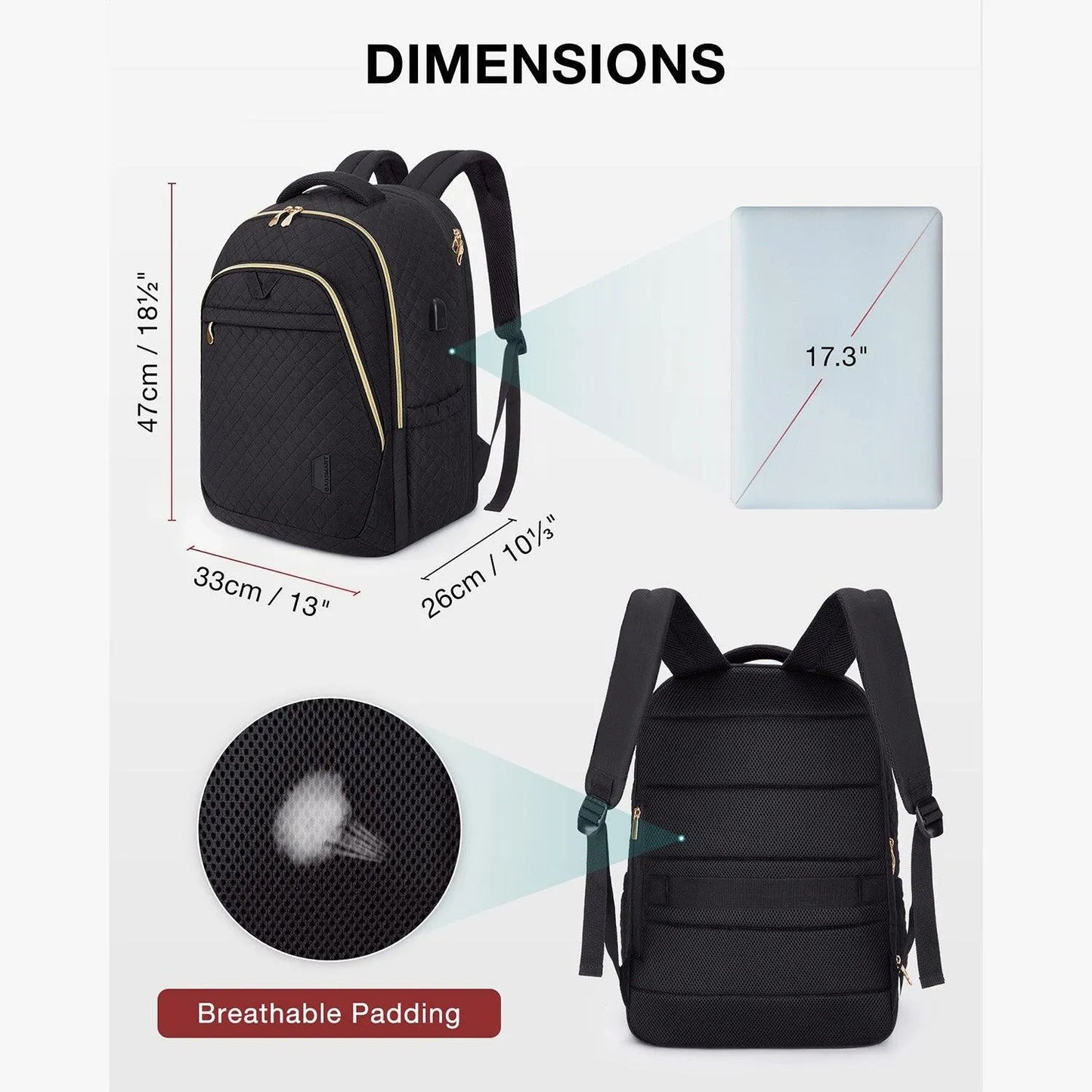 Sacs à dos pour ordinateur portable 15,6 pouces Bonchemin