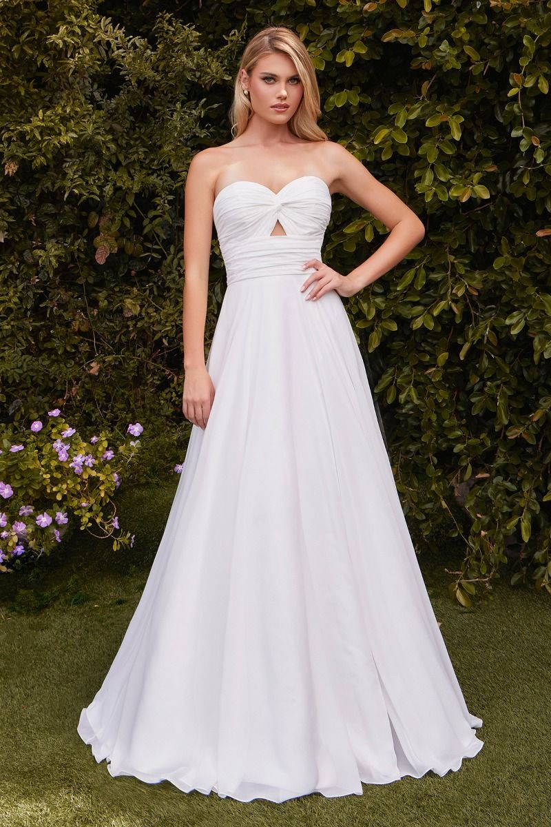 Robe Madigan - Blanc cassé - ROBE SANS BRETELLES EN SATIN DOUX À TROU DE SERRURE