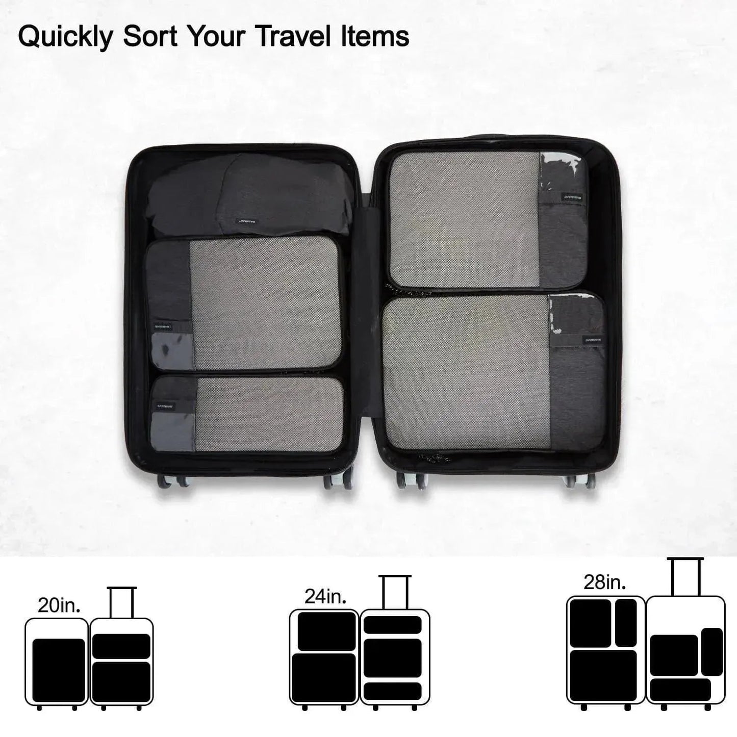 Cubes de compression faisant partie du kit de voyage Faro
