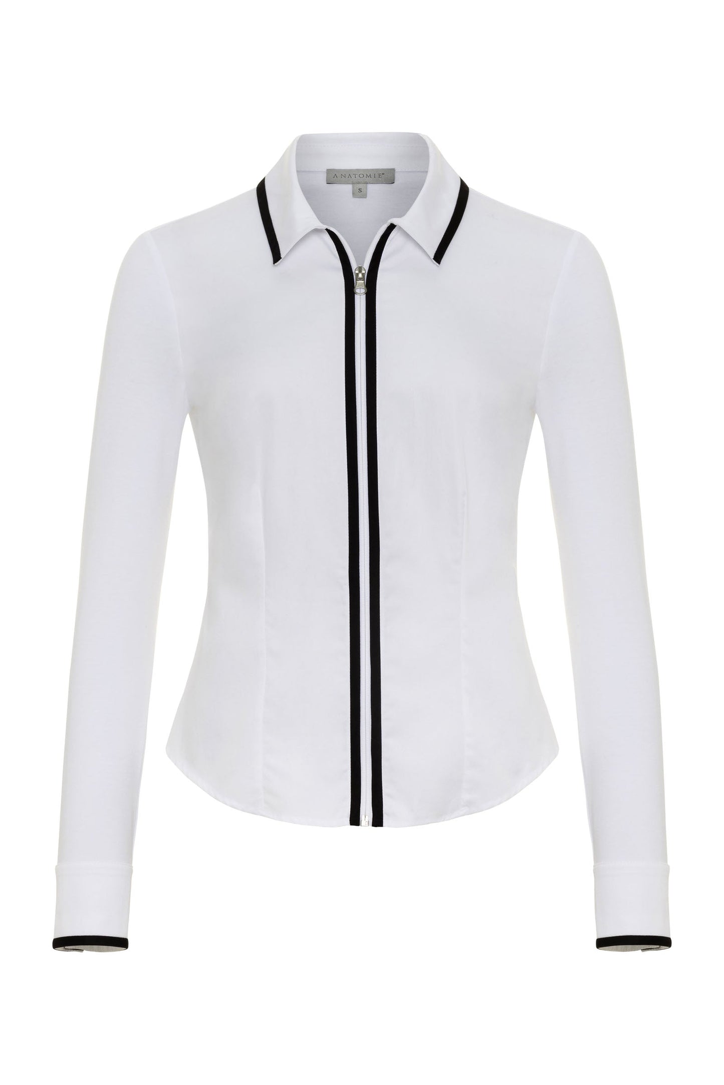Bruna Collared Zip Top with Poplin Front