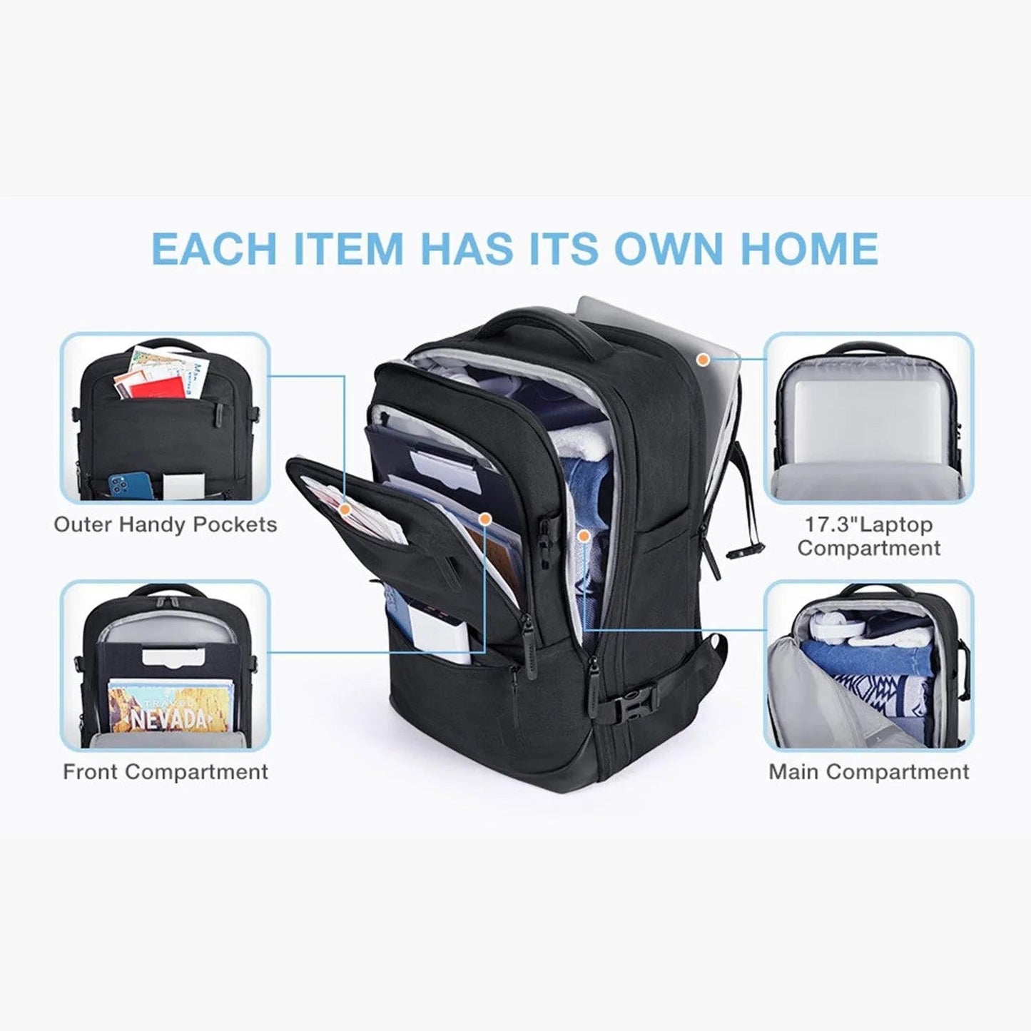 Sac à dos de voyage extensible Falco 40 L, approuvé par les compagnies aériennes
