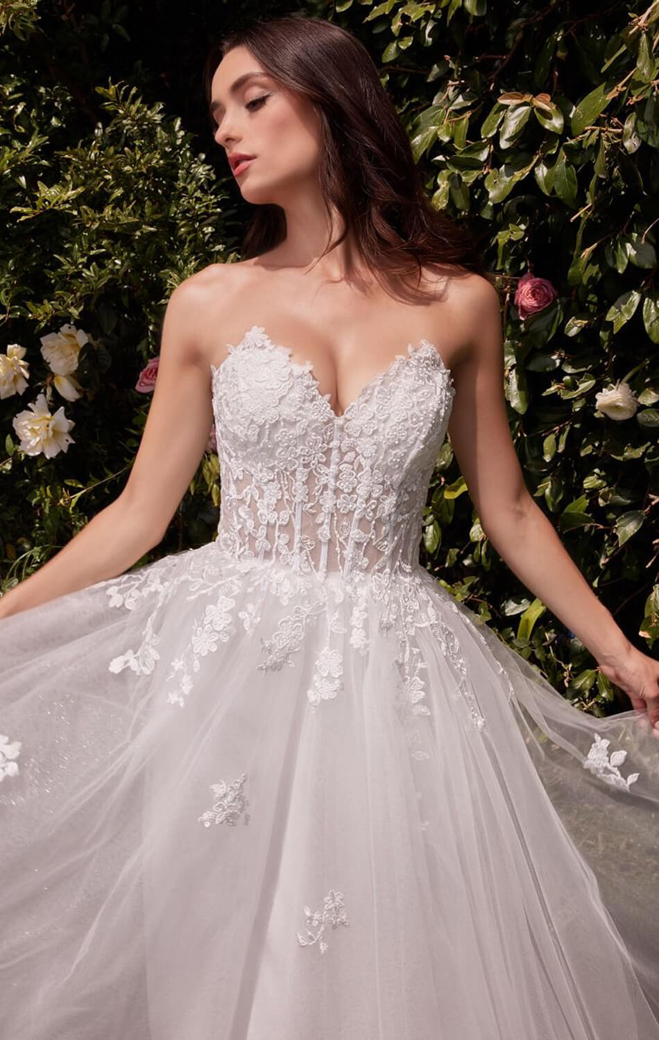ROBE ELLEN - BLANC CASSÉ - ROBE SANS BUSTES EN DENTELLE ET TULLE