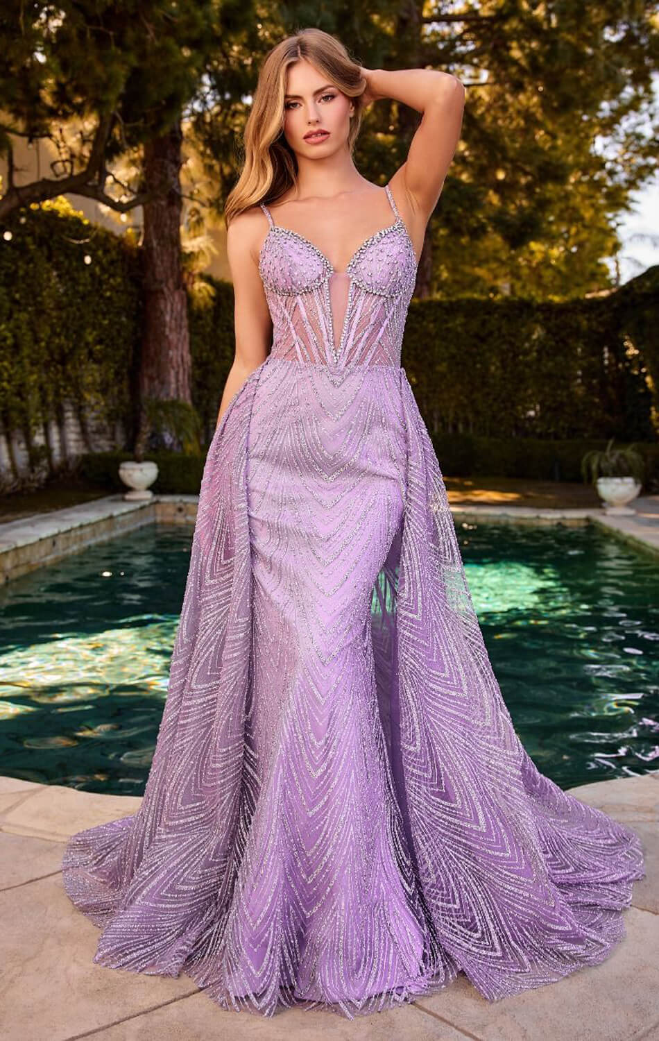 ROBE ANTONIA - ROBE AJUSTÉE IMPRIMÉE À PAILLETTES AVEC SURJUPE