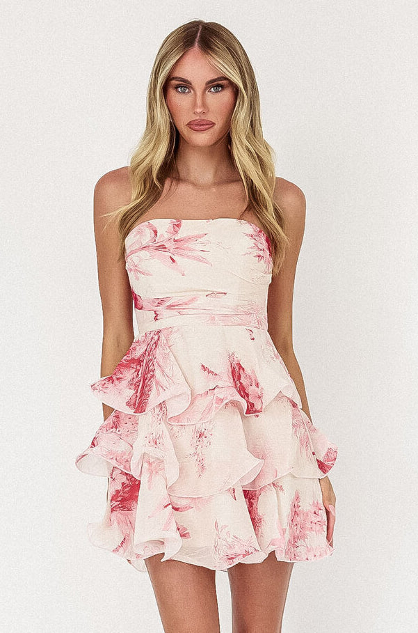 Jessa Tiered Mini Dress - Pink