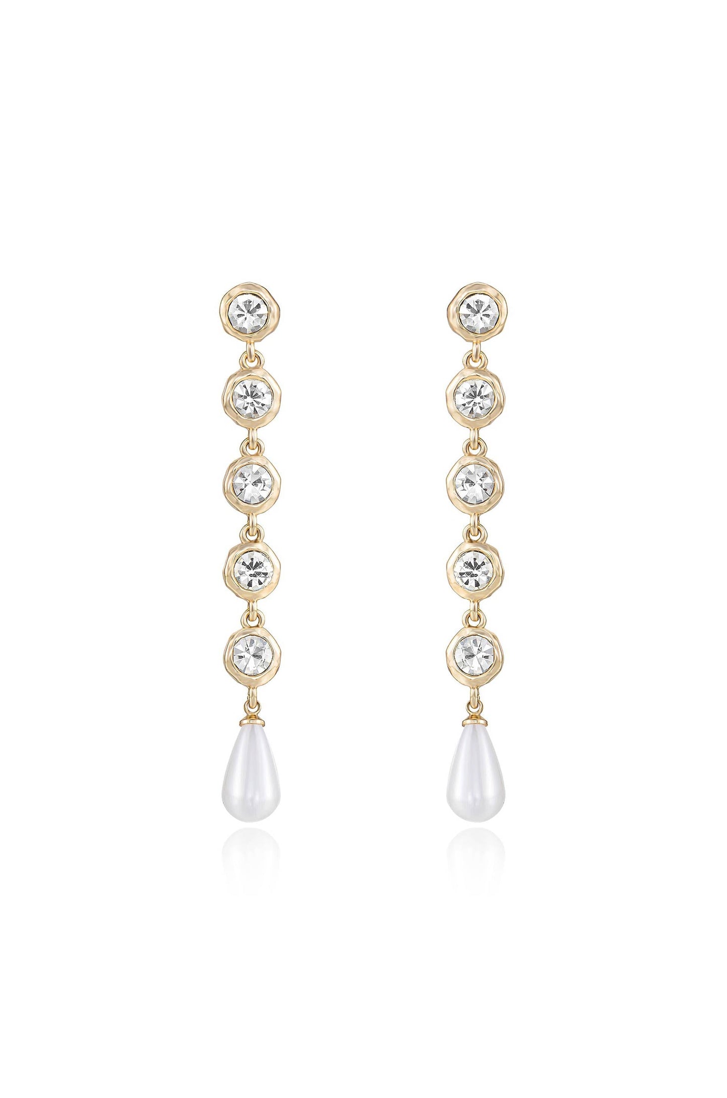 Elegantly Modern Crystal and Pearl Dangle Earrings