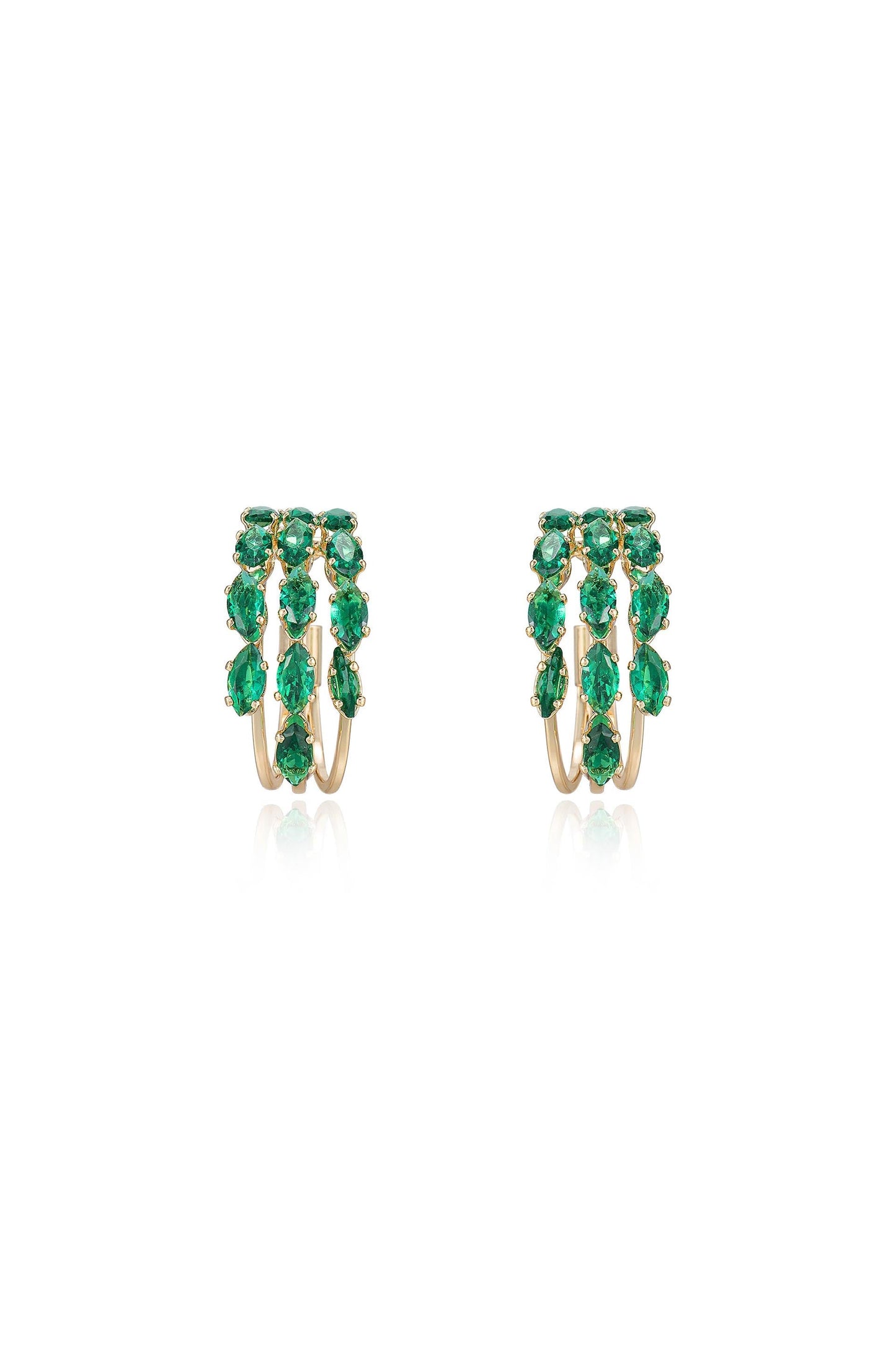 Multi-Crystal Huggie Hoop Earrings