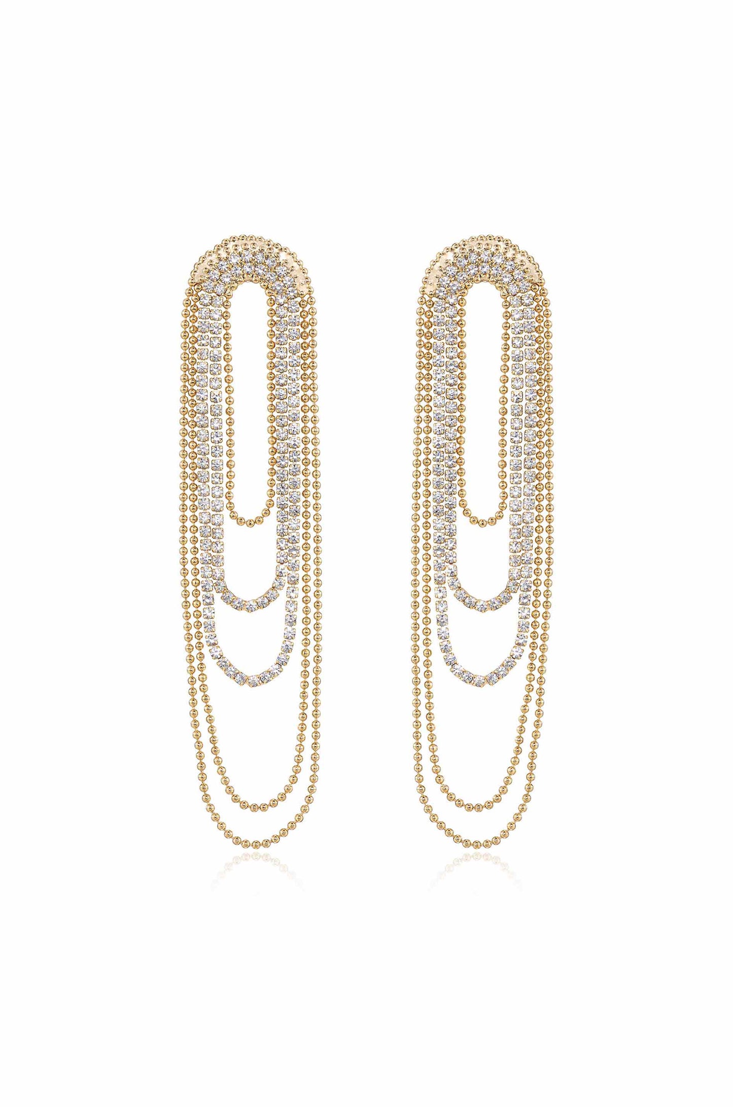 Crystal and Looped Chain Earrings