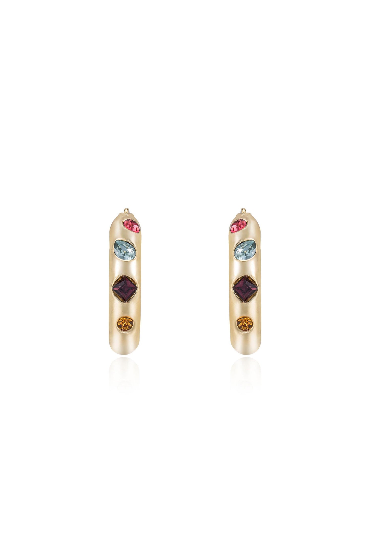 Lively Rainbow Crystal Hoop Earrings