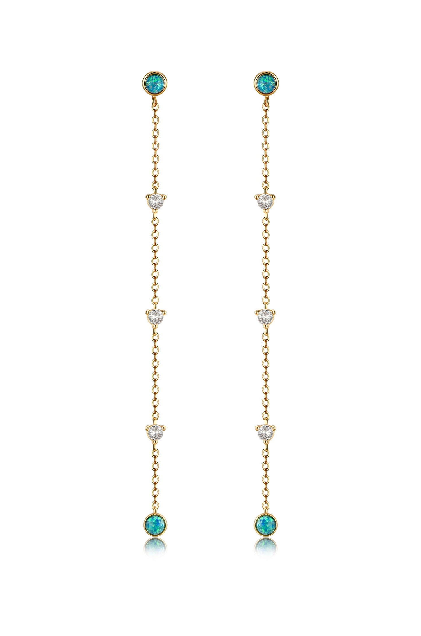 Green Kyocera Opal Drop Earrings