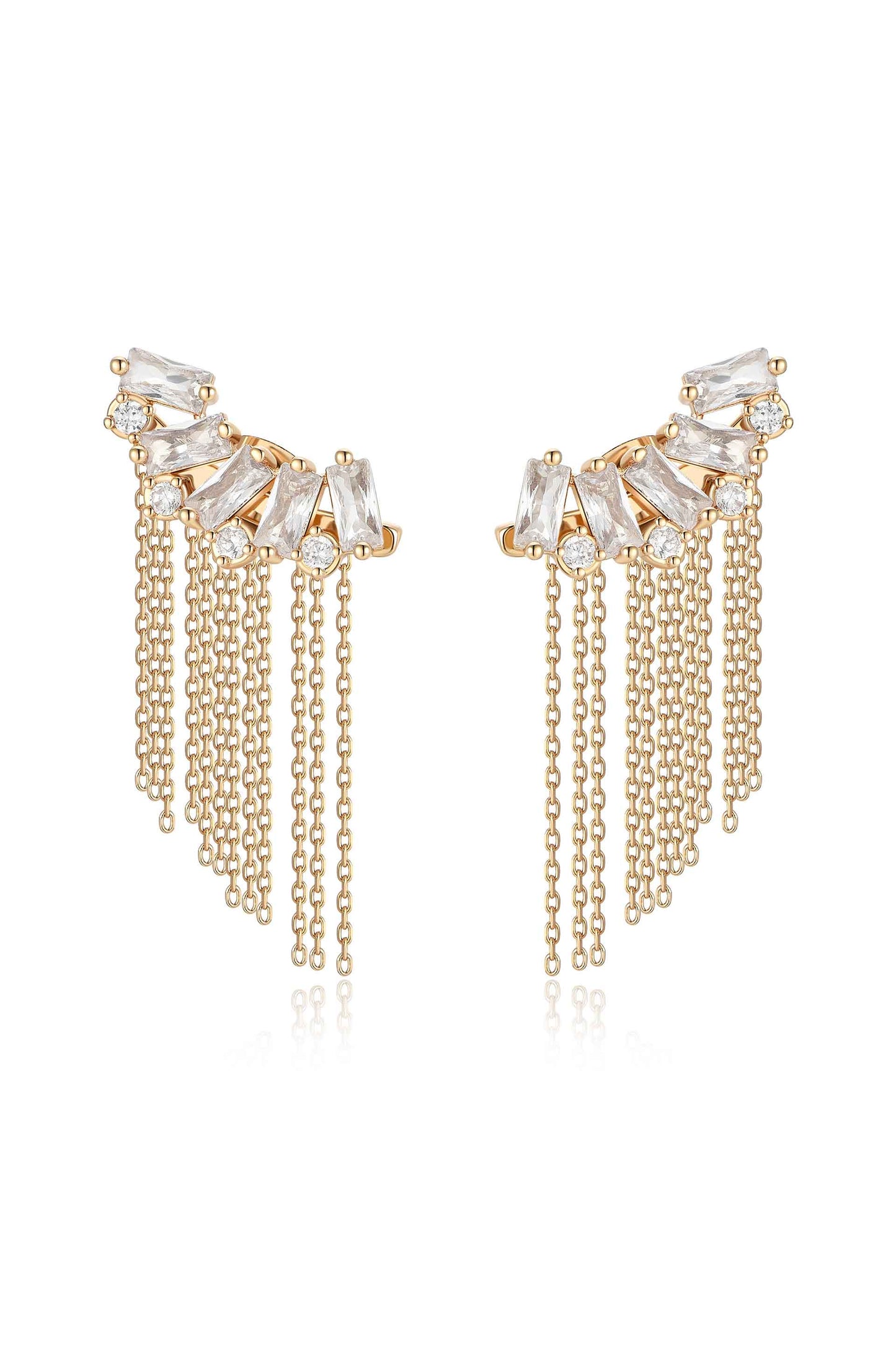 Baguette Crystal Three-In-One Ear Crawlers