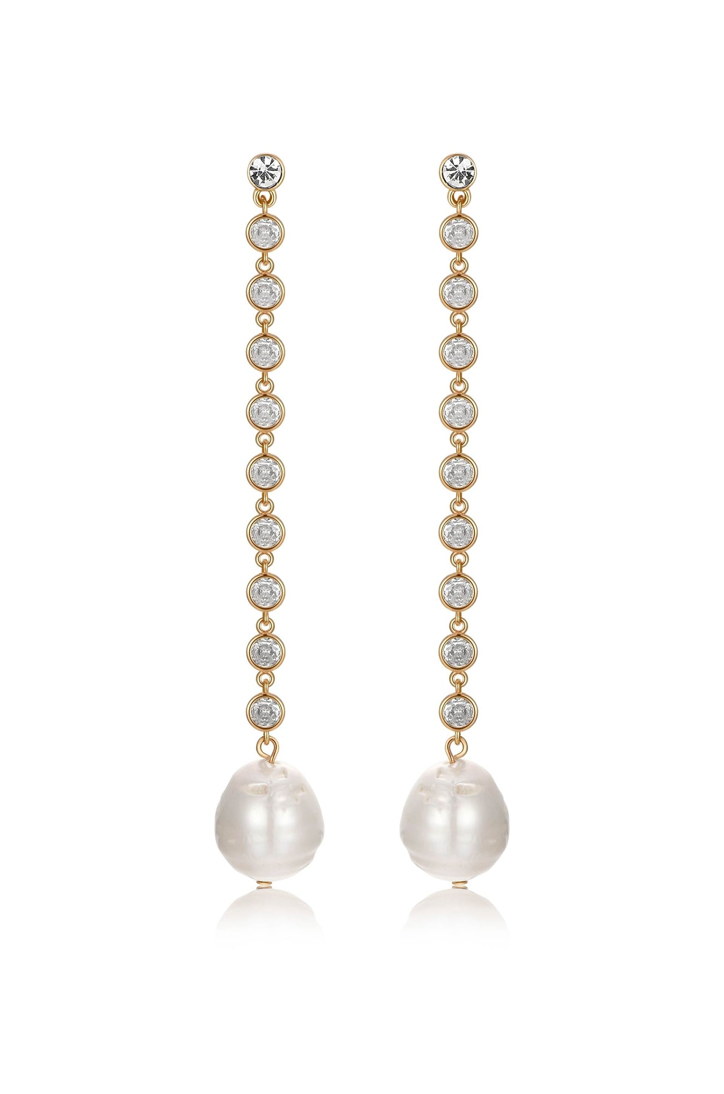Crystal Chain Pearl Drop Earrings