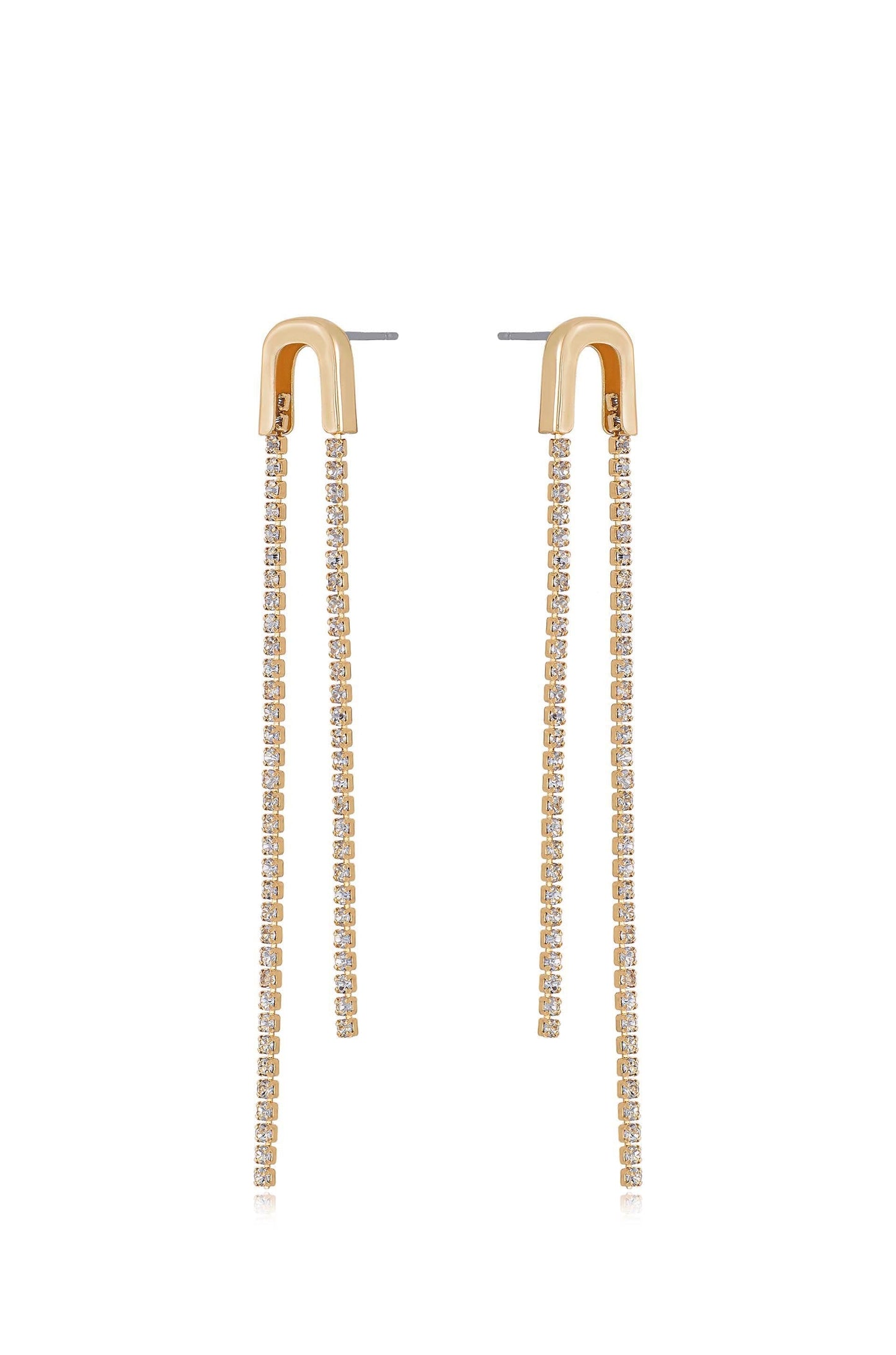 Double Crystal Chain Drop Earrings