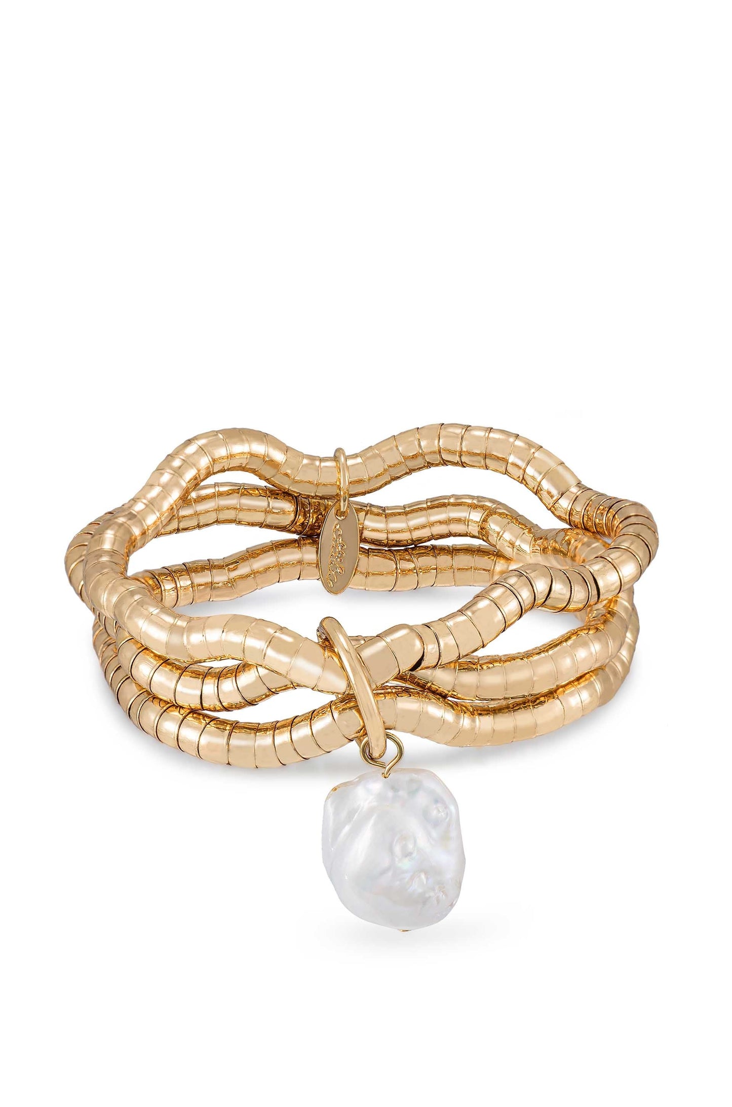 Bracelet extensible en or liquide et perles
