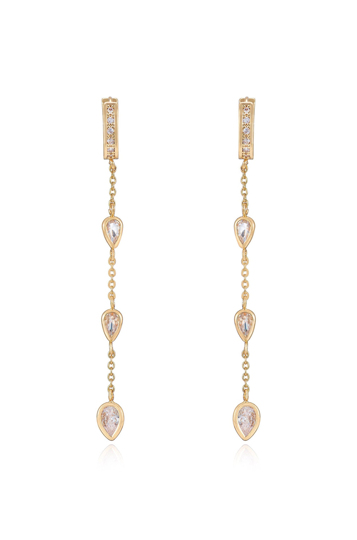Bezel Crystal Huggie Hoop Dangle Earrings