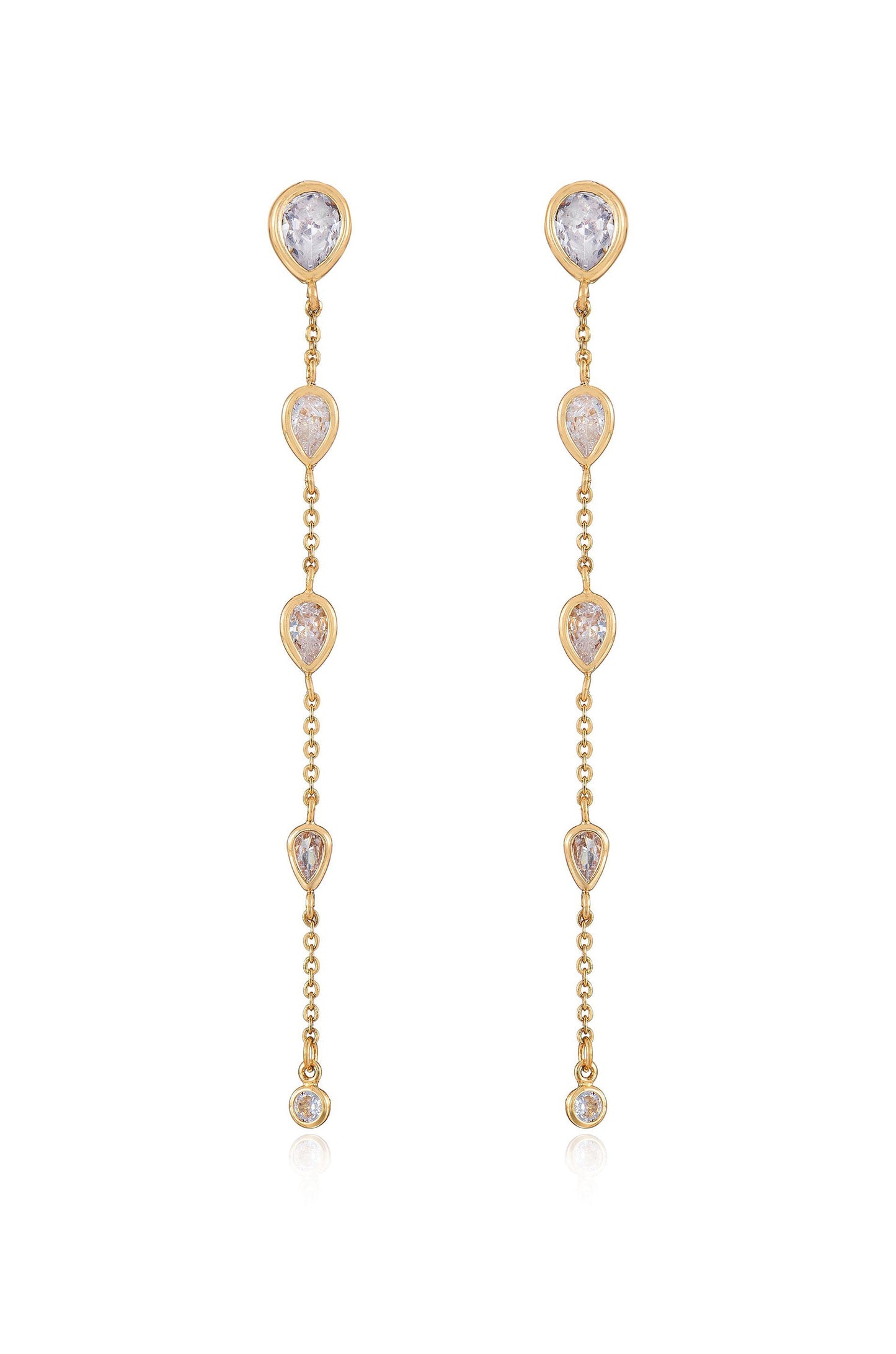 Dainty Bezel Crystal Dangle Earrings