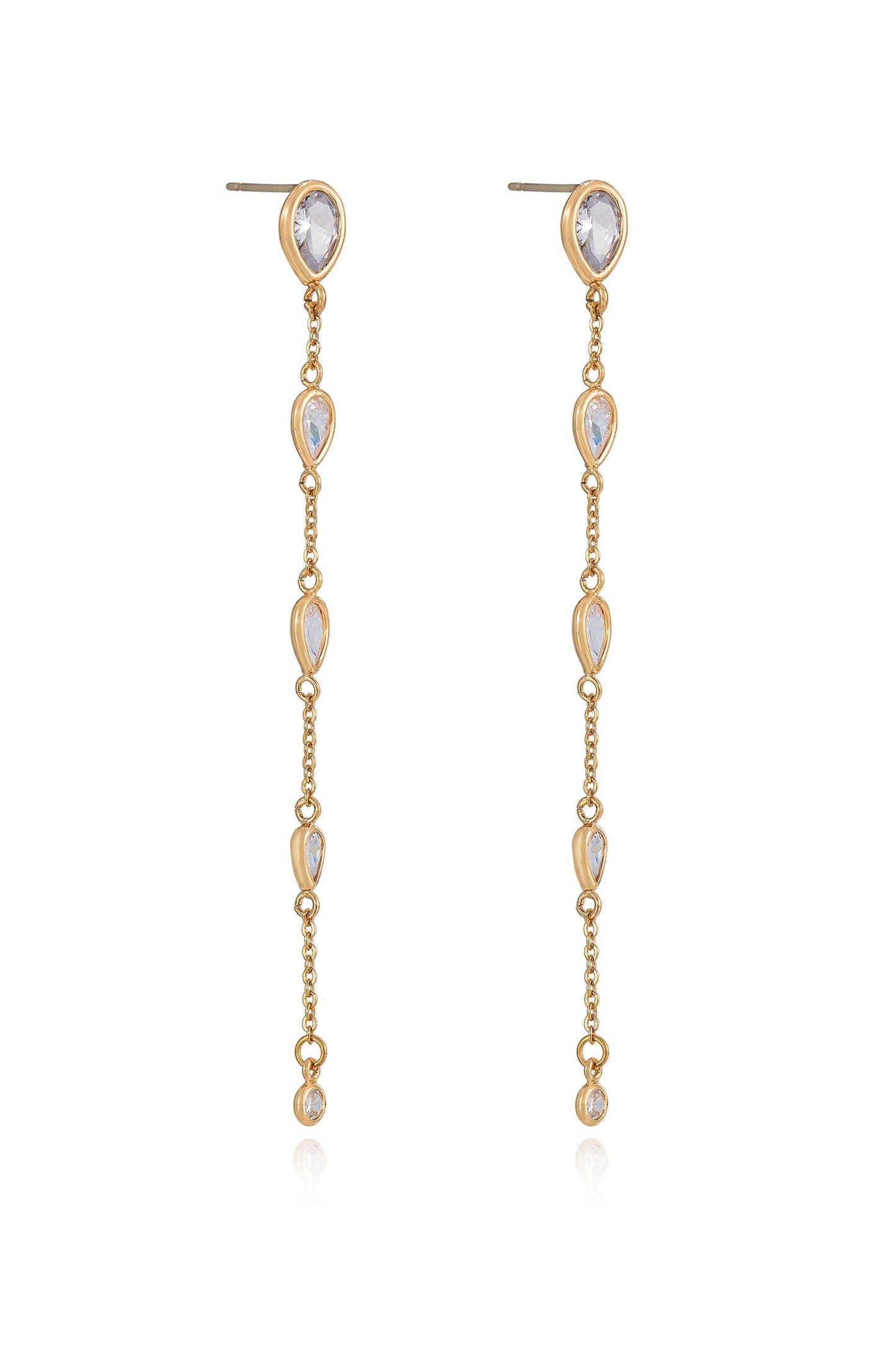 Dainty Bezel Crystal Dangle Earrings
